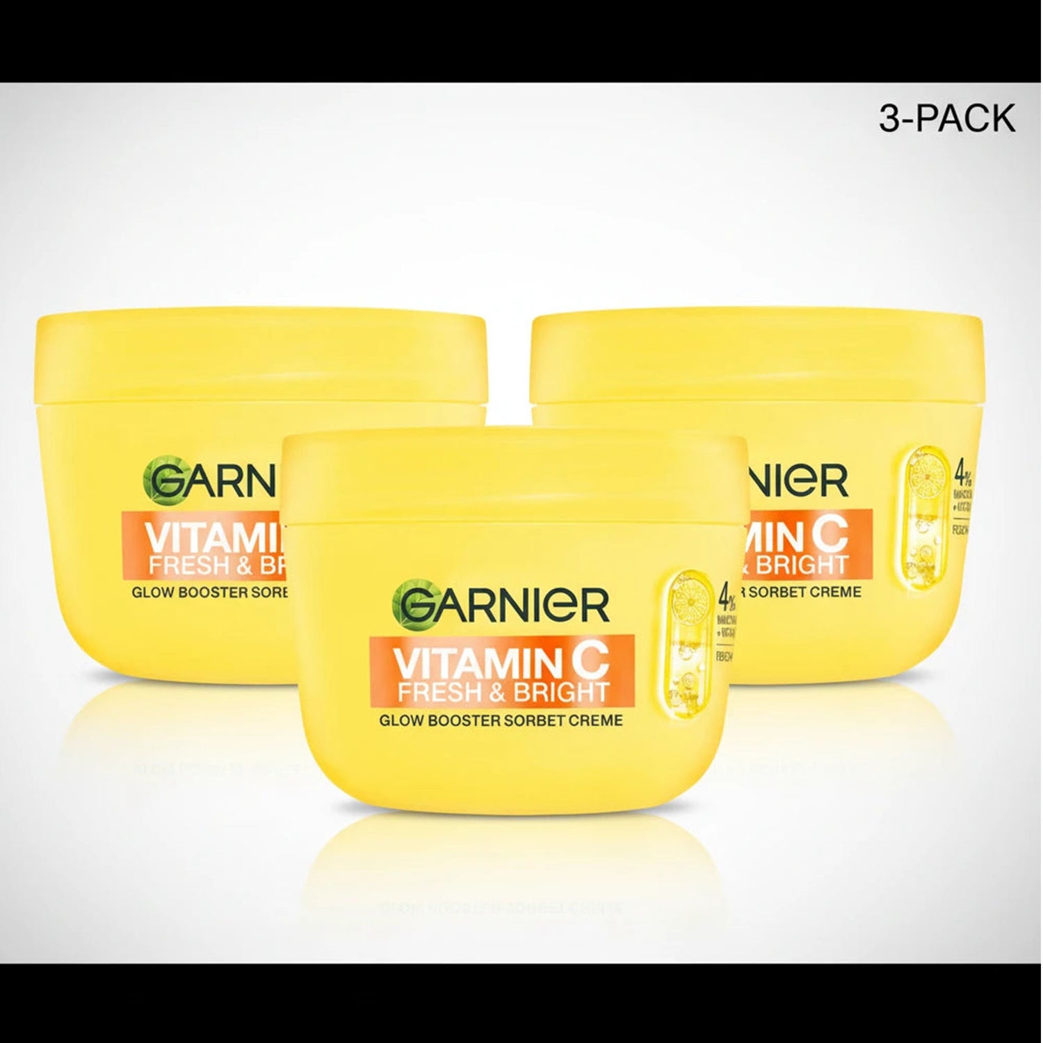 Garnier Vitamin C Glow Booster Sorbet Cream – Brightening & Hydration – 85 ml (Pack of 3)