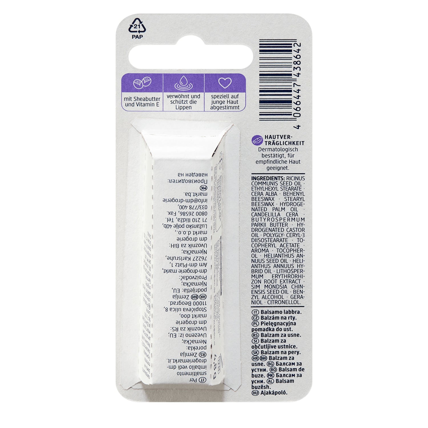 Balea Kids Lip Balm Happy Vibes – Shea Butter & Vitamin E – 4.8 g