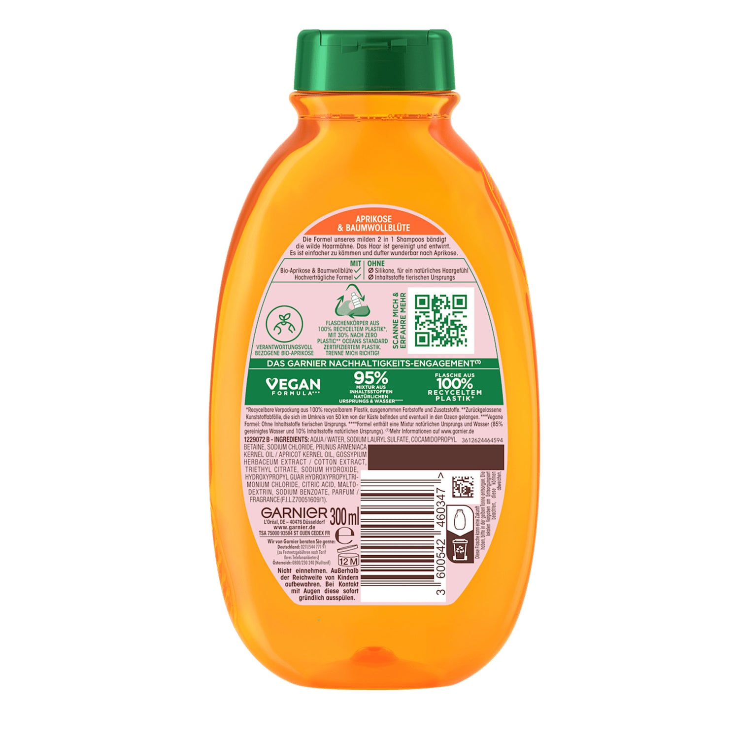 Garnier Wahre Schätze Kids 2in1 Shampoo & Conditioner – Apricot & Cotton Flower – 300 ml (Pack of 4)