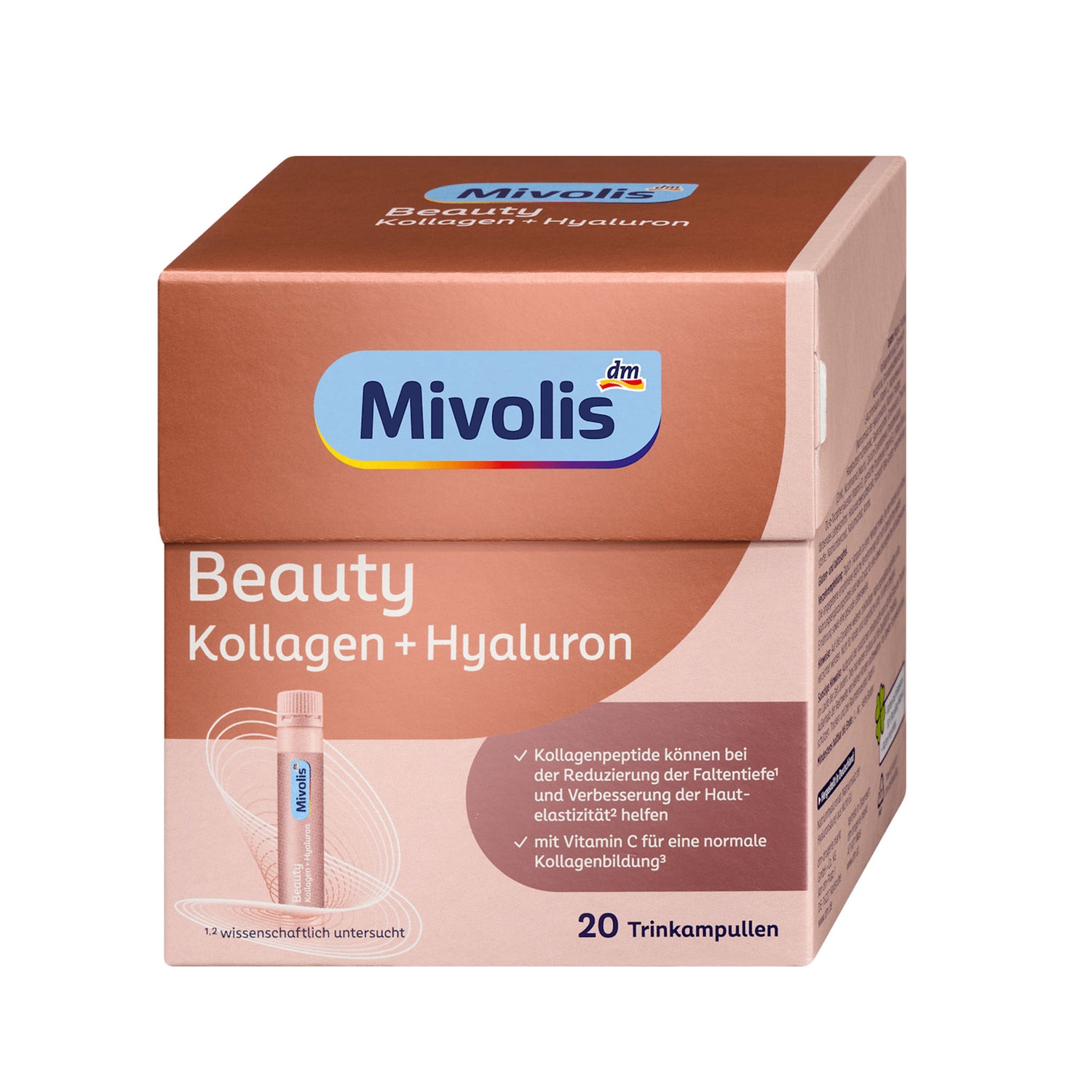 Mivolis Collagen + Hyaluron Drink Ampoules – Skin Support Formula – 20 pcs (500 ml)