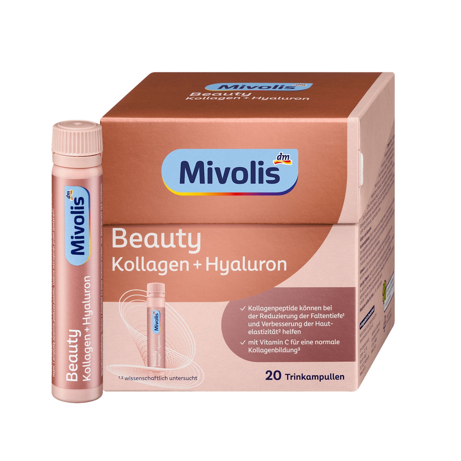Mivolis Collagen + Hyaluron Drink Ampoules – Skin Support Formula – 20 pcs (500 ml)