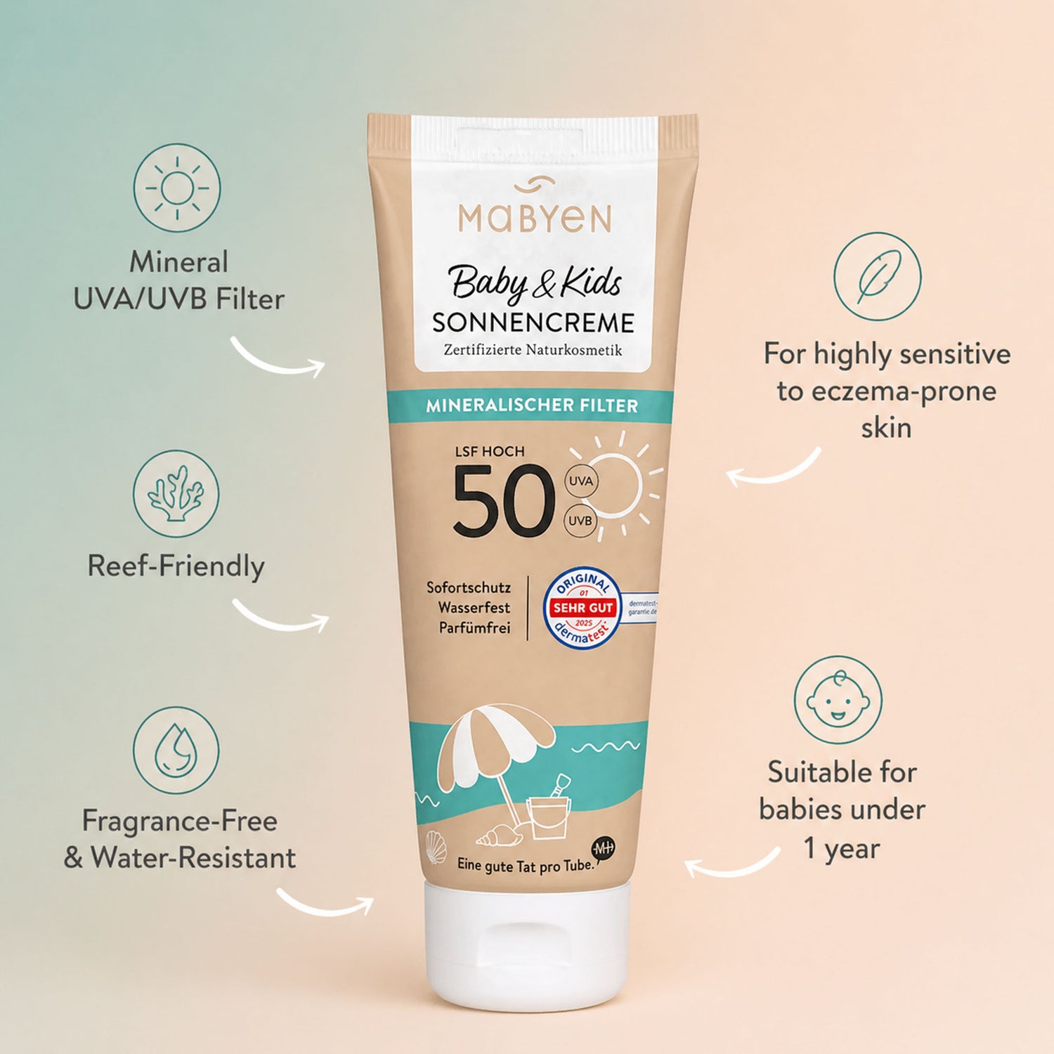 Mabyen Baby & Kids Mineral Sunscreen SPF 50 – Sensitive Skin Protection – 100 ml