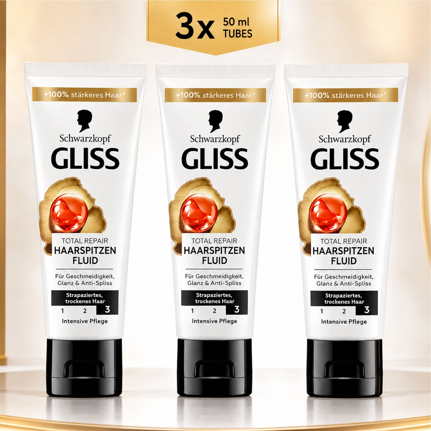 Schwarzkopf GLISS Total Repair Hair Tip Fluid – Split End Care – 50 ml (Pack of 3)