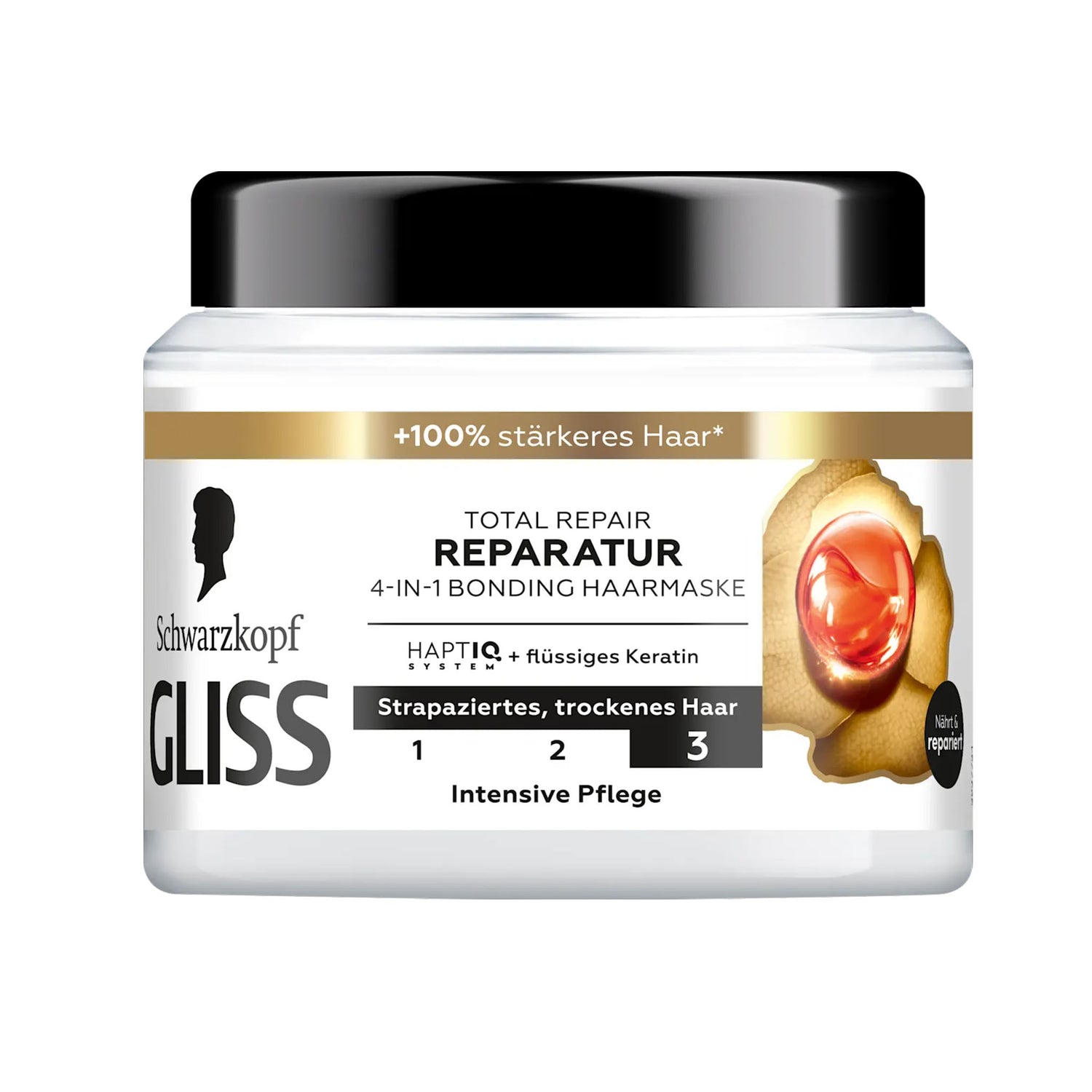 Schwarzkopf GLISS 4in1 Total Repair Hair Mask – Keratin Hair Care – 400 ml