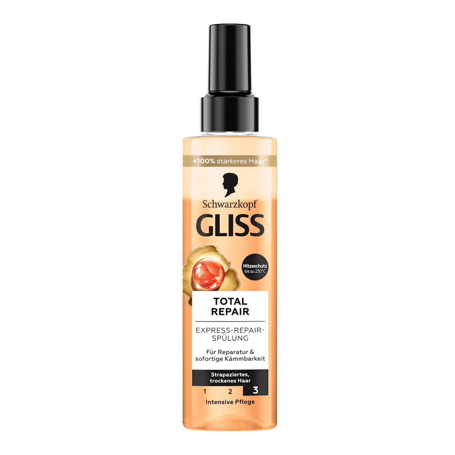 Schwarzkopf GLISS Total Repair Express Spray Conditioner – Heat Protection Care – 200 ml (Pack of 3)