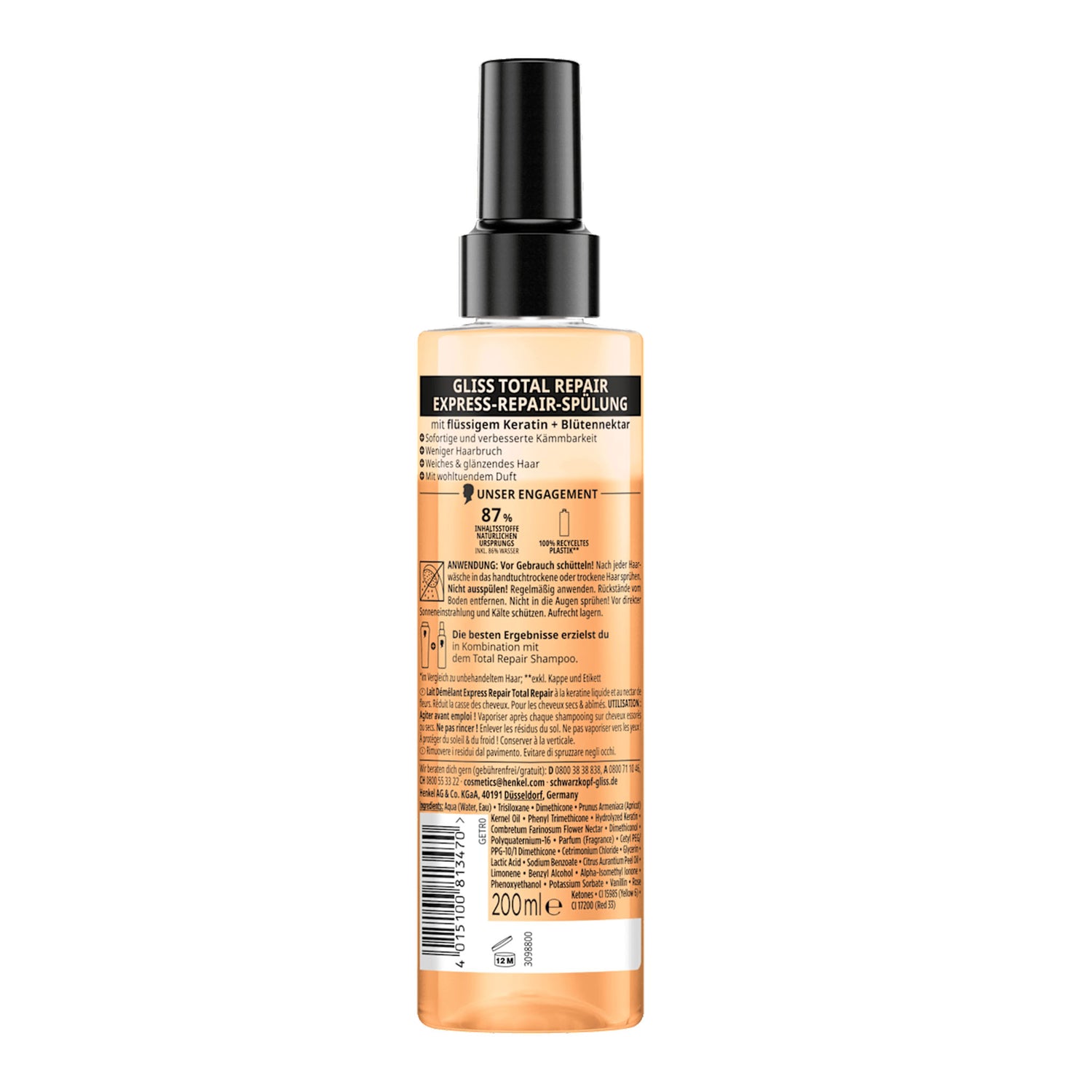 Schwarzkopf GLISS Total Repair Express Spray Conditioner – Heat Protection Care – 200 ml
