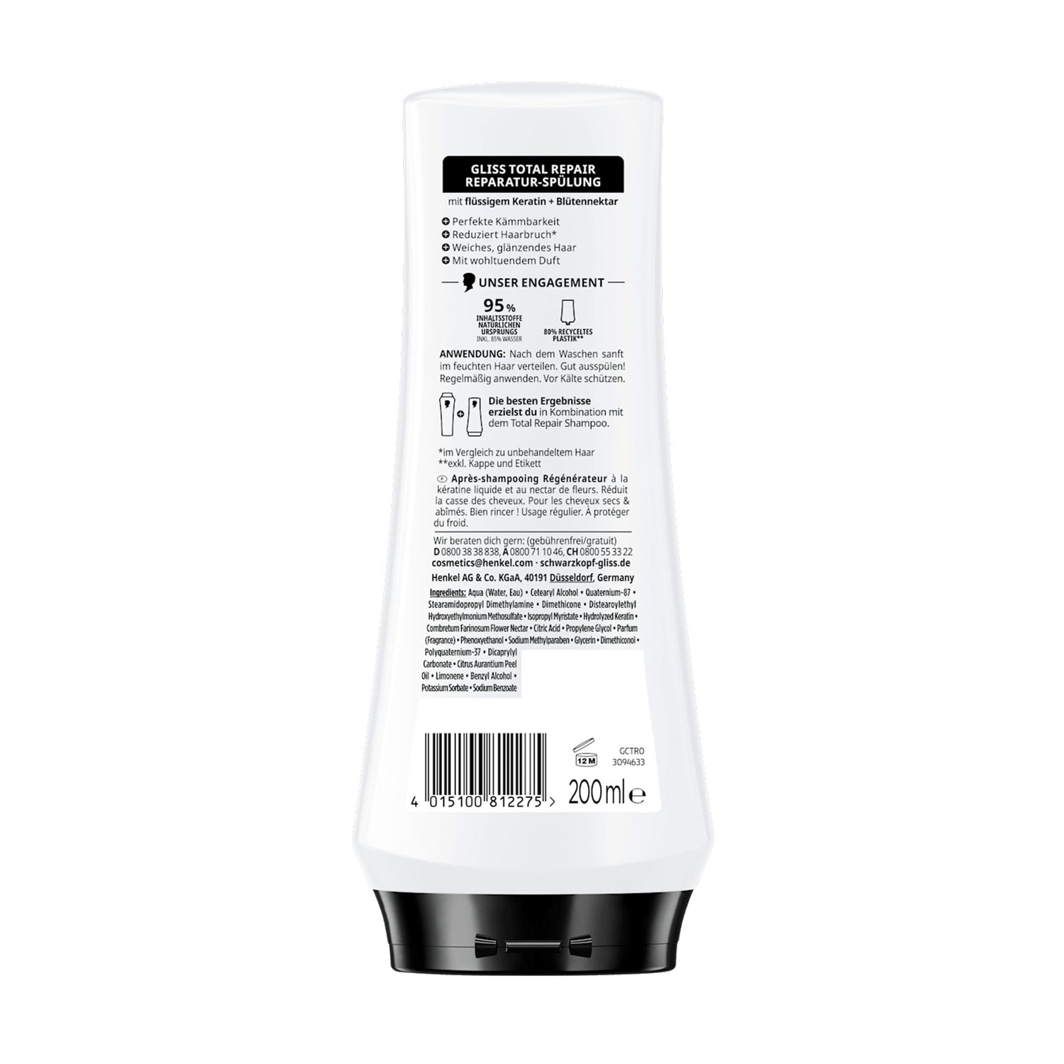 Schwarzkopf GLISS Total Repair Conditioner – Repair & Smooth Care – 200 ml