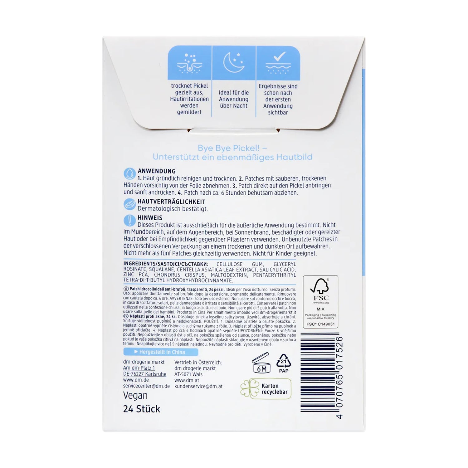 Balea Anti-Pimple Hydrocolloid Patches – Overnight Blemish Care – 24 pcs