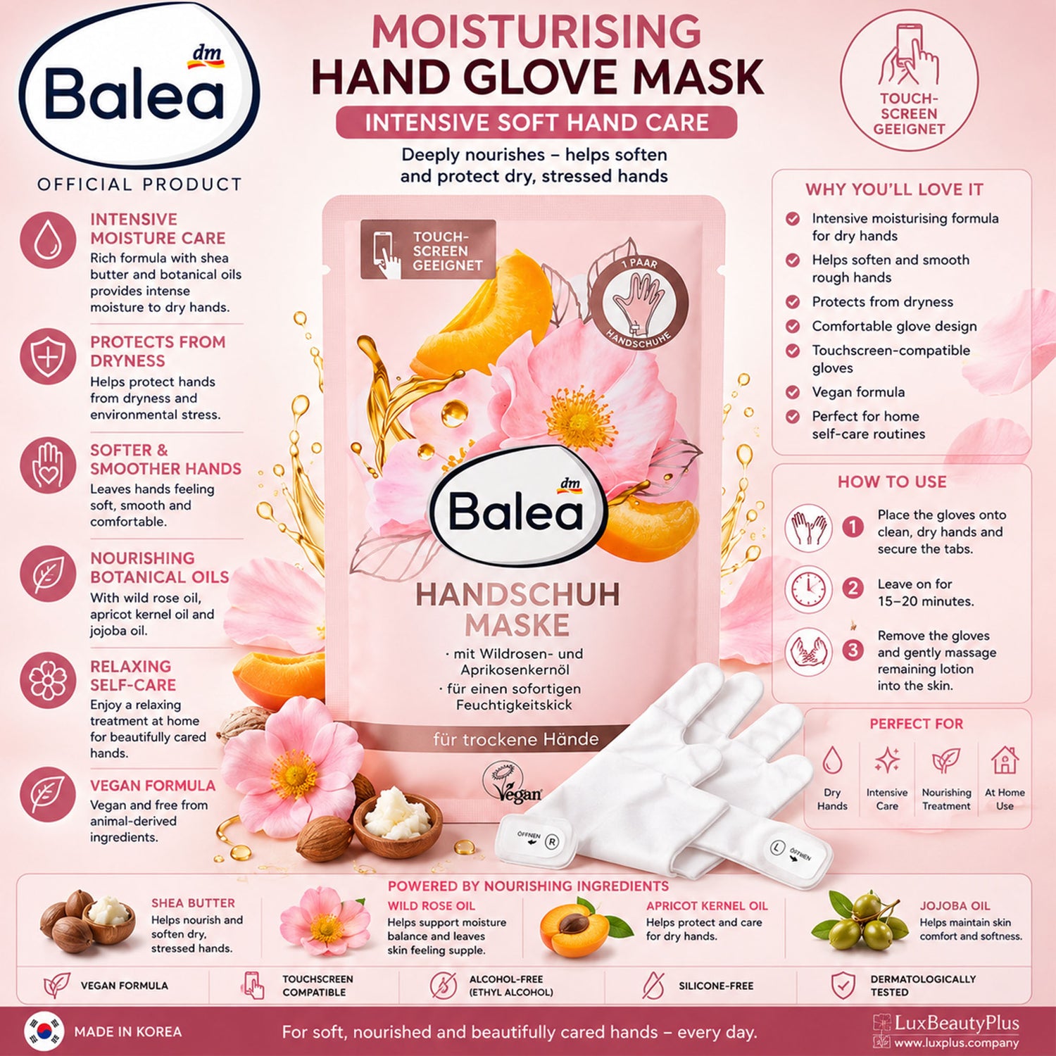 Balea Moisturising Hand Glove Mask – Intensive Soft Hand Care – 2 pcs