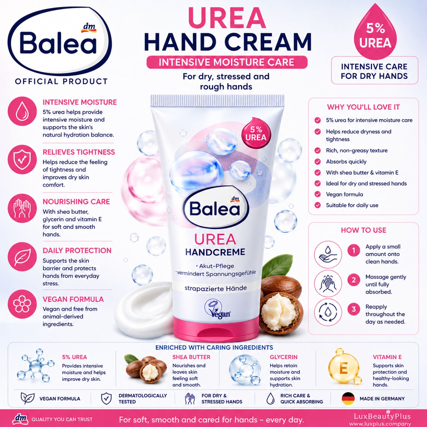 Balea Urea Hand Cream – Intensive Moisture Care – 100 ml