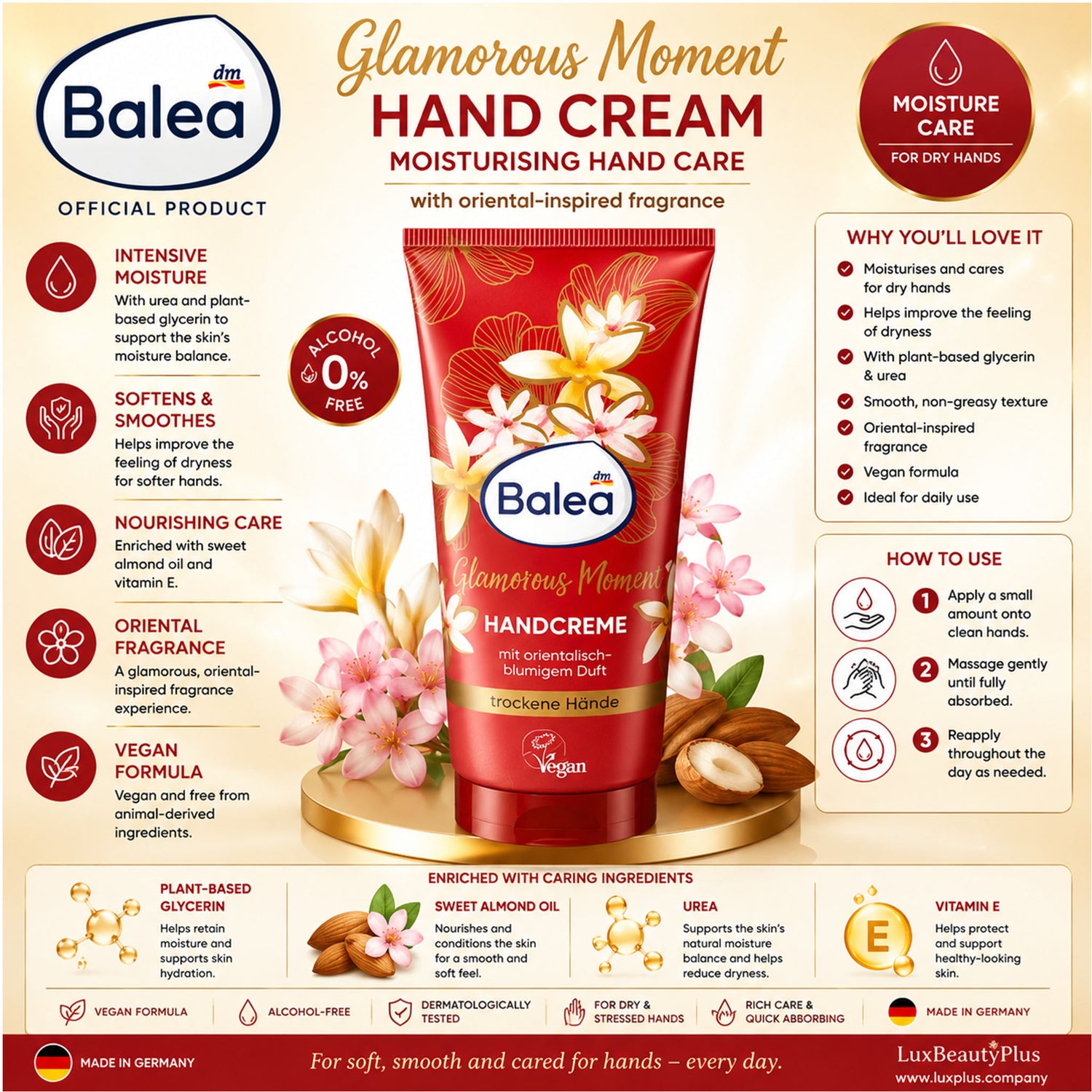 Balea Glamorous Moment Hand Cream – Moisturising Hand Care – 100 ml