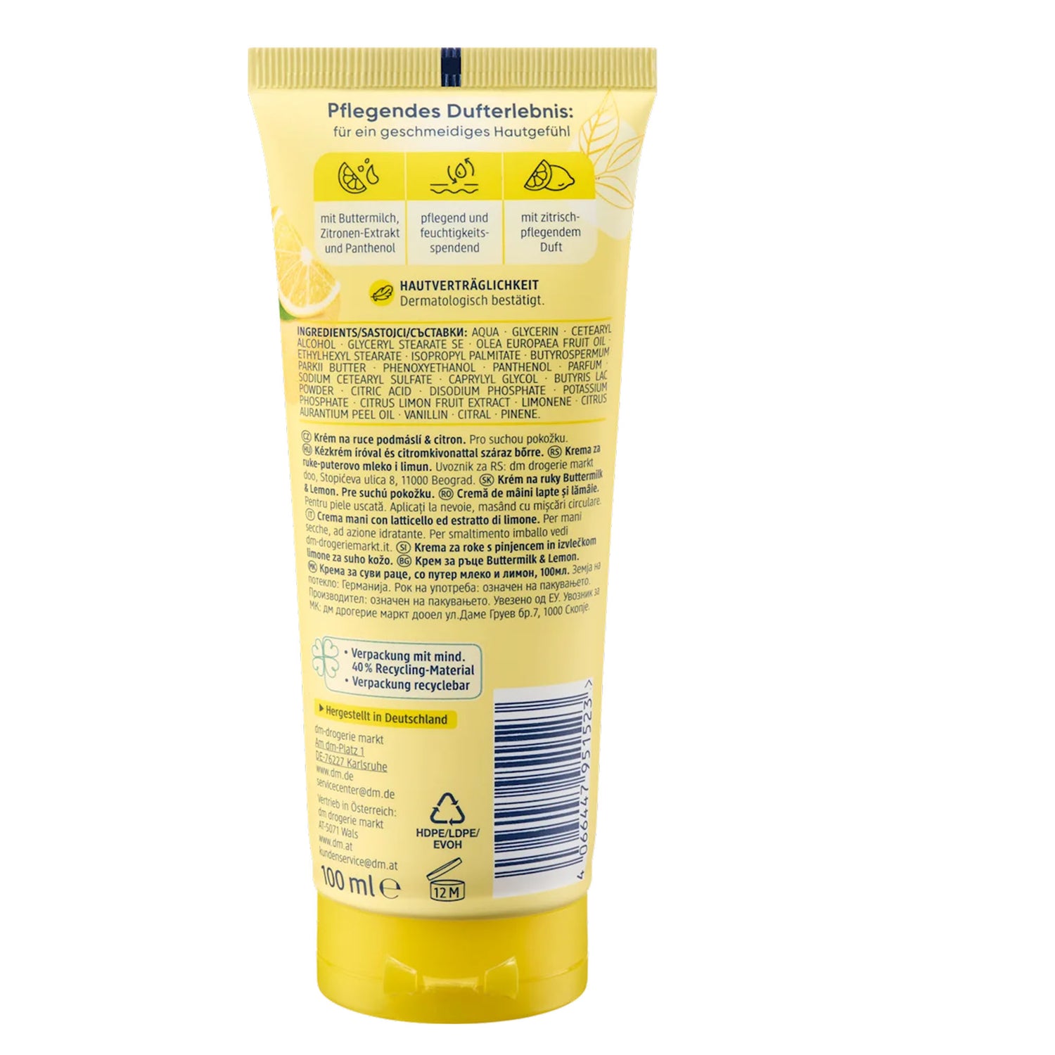 Balea Buttermilk & Lemon Hand Cream – Refreshing Moisture Care – 100 ml