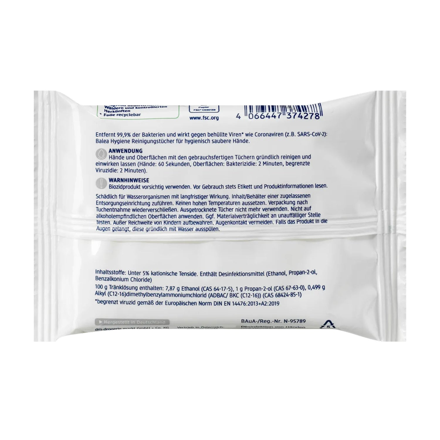 Balea Hygiene Cleansing Wipes Travel Size – Portable Hygiene Care – 10 Wipes