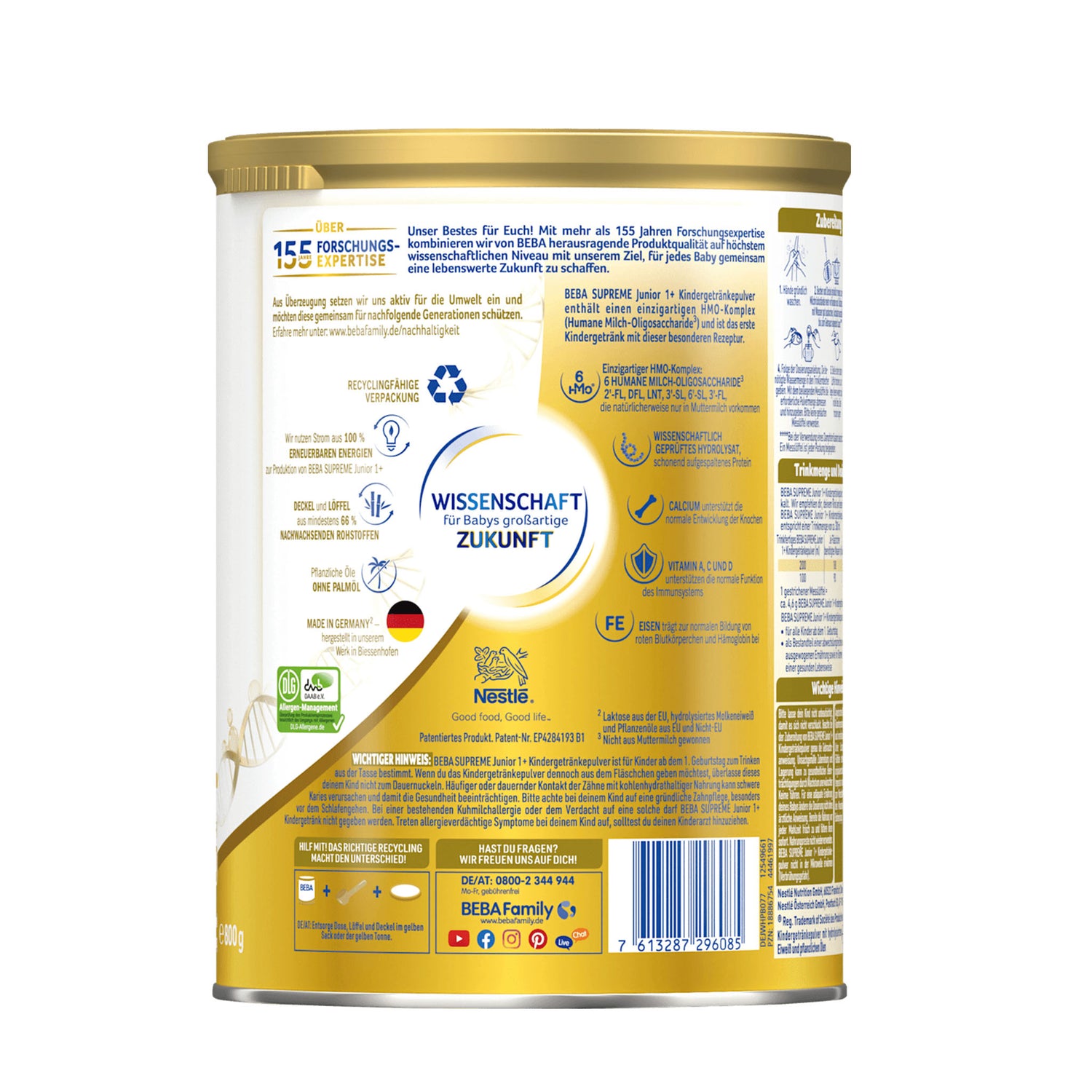Nestlé BEBA Supreme Junior 1+ Toddler Milk Drink Bundle – HMO Nutrition Support – 3 × 800 g