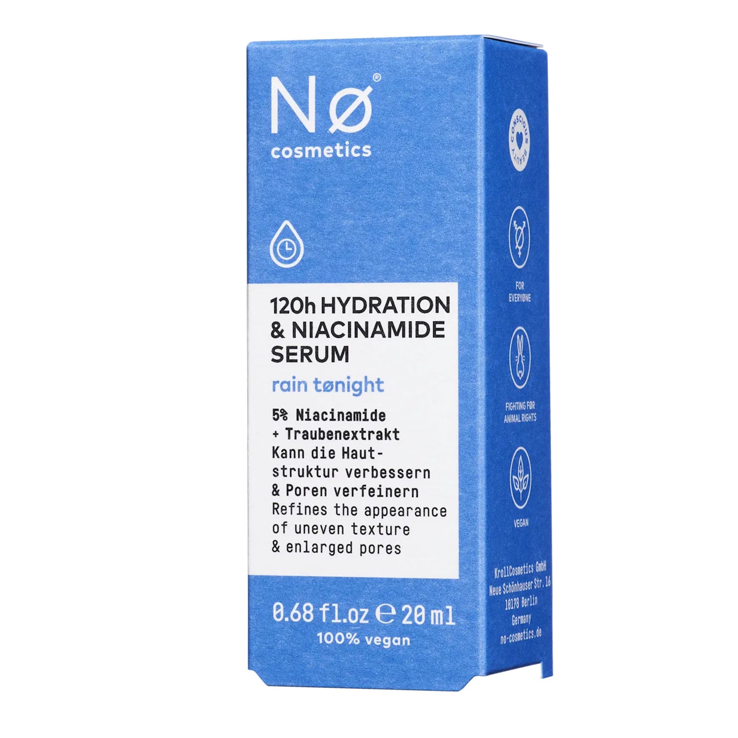 NØ Cosmetics Rain Tonight 120h Hydration & Niacinamide Serum – Barrier & Moisture Care – 20 ml