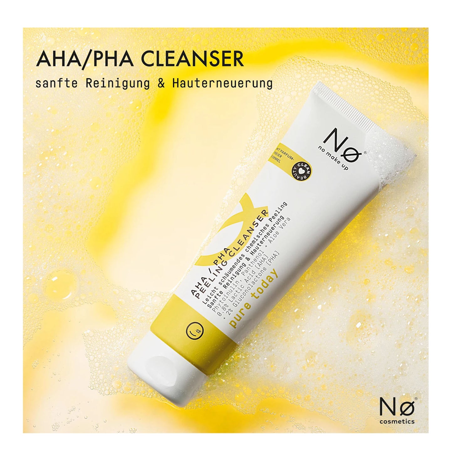 NØ Cosmetics Pure Today AHA/PHA Peeling Cleanser – Gentle Daily Renewal Care – 125 ml