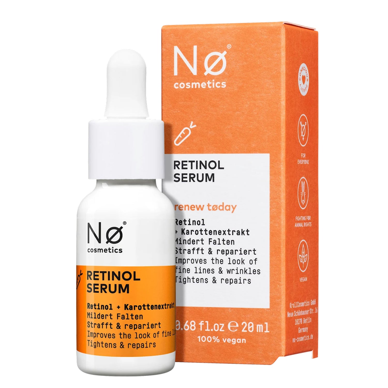 NØ Cosmetics Renew Today Retinol Serum – Radiance & Smooth Skin Care – 20 ml