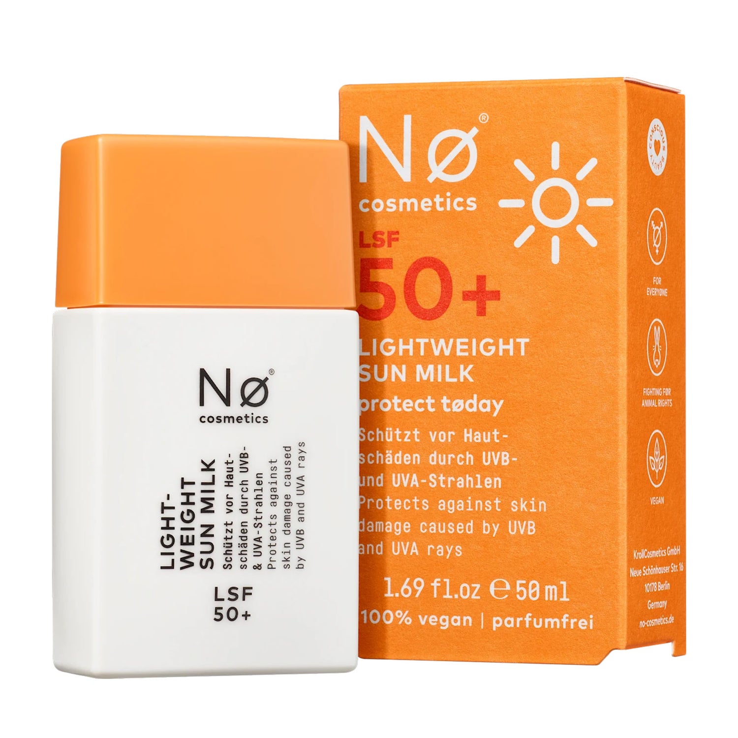 NØ Cosmetics Lightweight Face Sun Fluid SPF 50+ – High Protection Daily Care – 50 ml