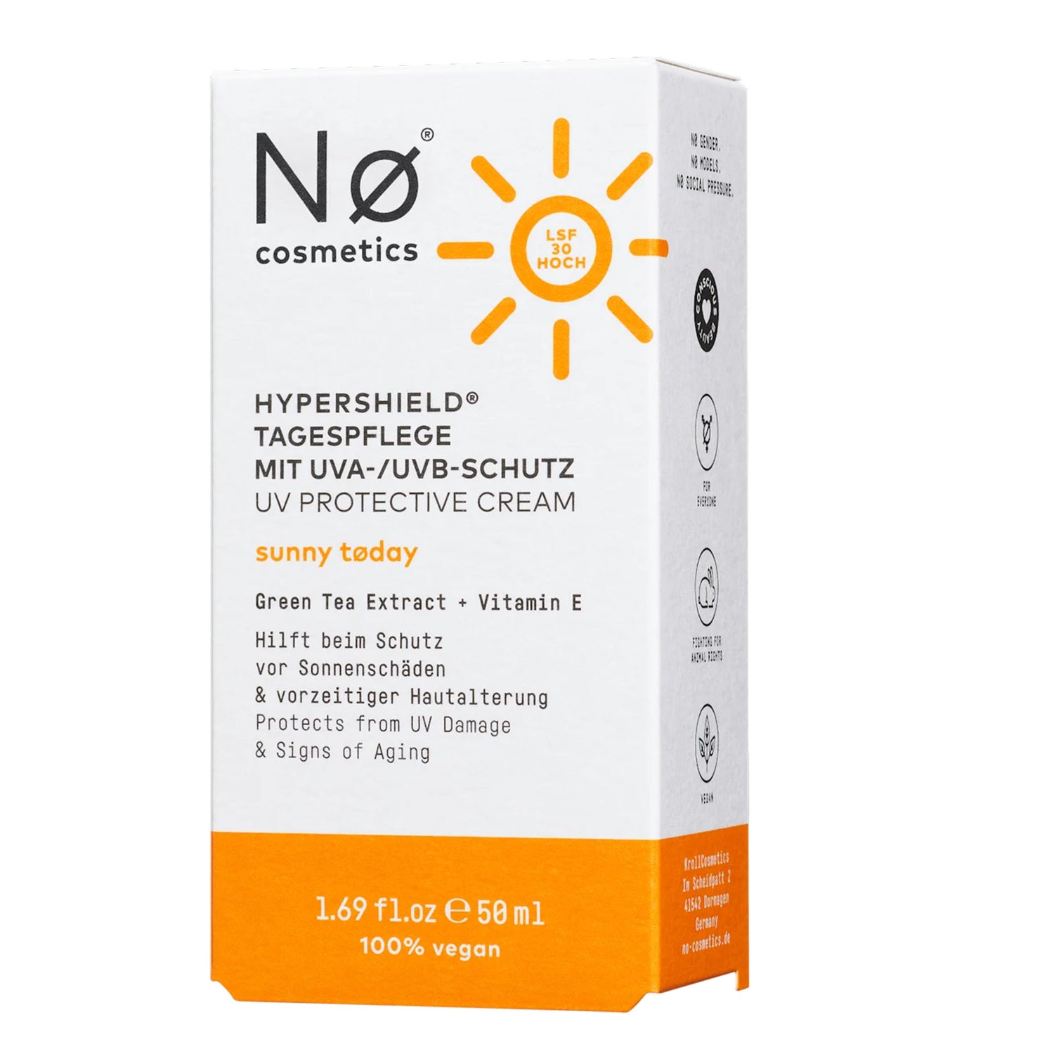 NØ Cosmetics Sunny Today HyperShield Face Cream SPF 30 – Daily UV Protection & Hydration – 50 ml