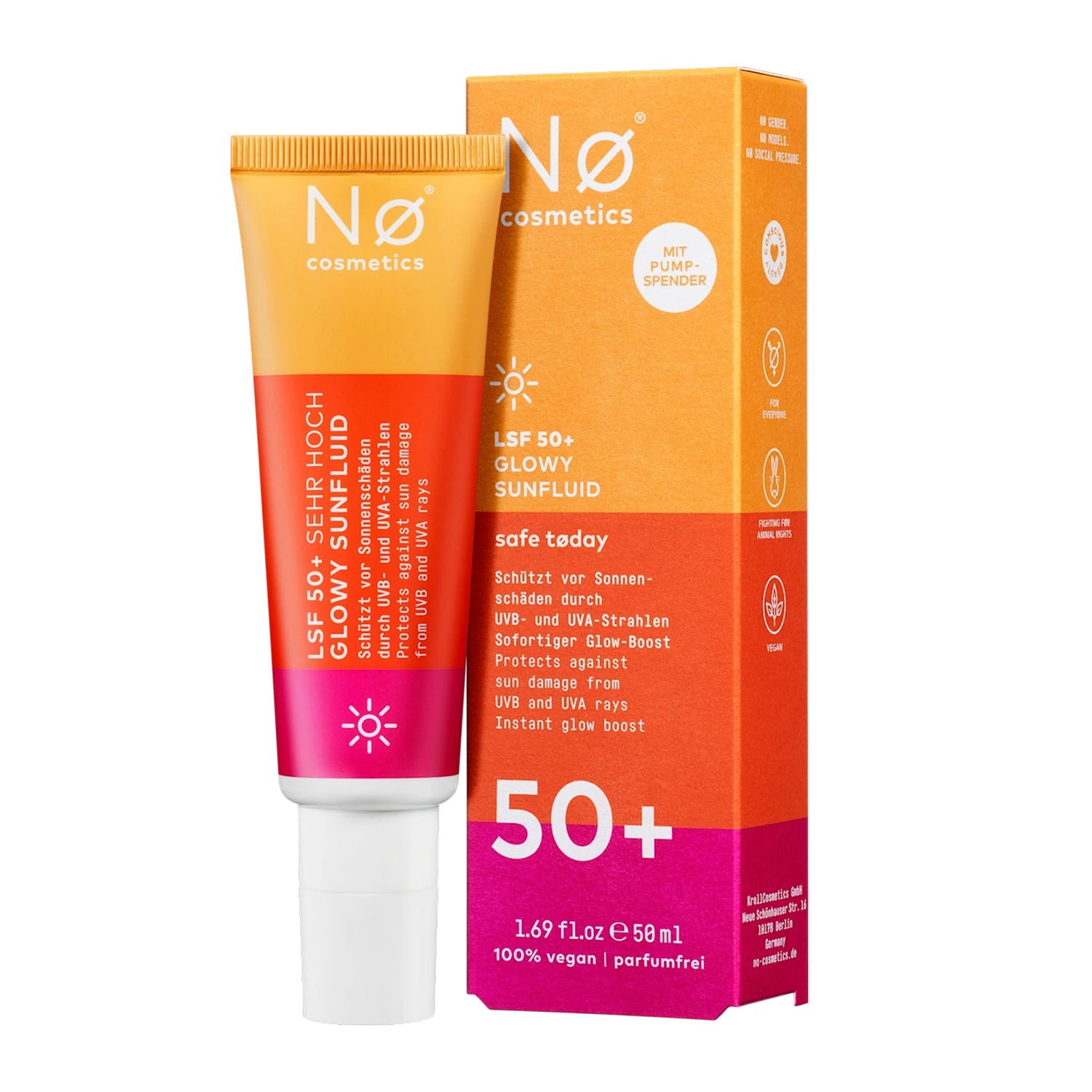 NØ Cosmetics Safe Today Glowy Sun Fluid SPF 50+ – Daily UV Protection & Glow – 50 ml