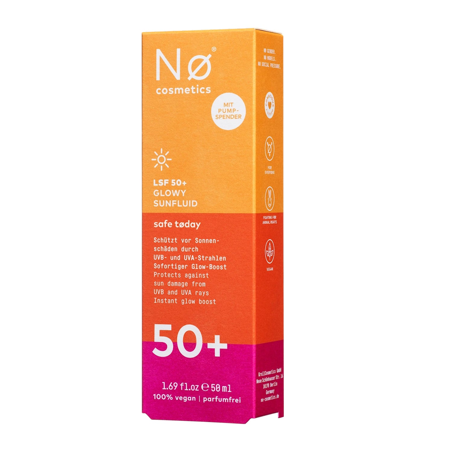 NØ Cosmetics Safe Today Glowy Sun Fluid SPF 50+ – Daily UV Protection & Glow – 50 ml