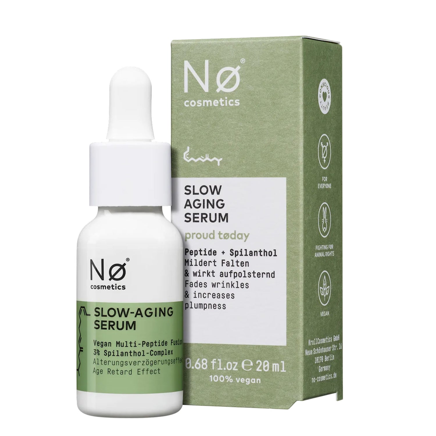 NØ Cosmetics Proud Today Slow Aging Serum – Peptide & Panthenol Care – 20 ml