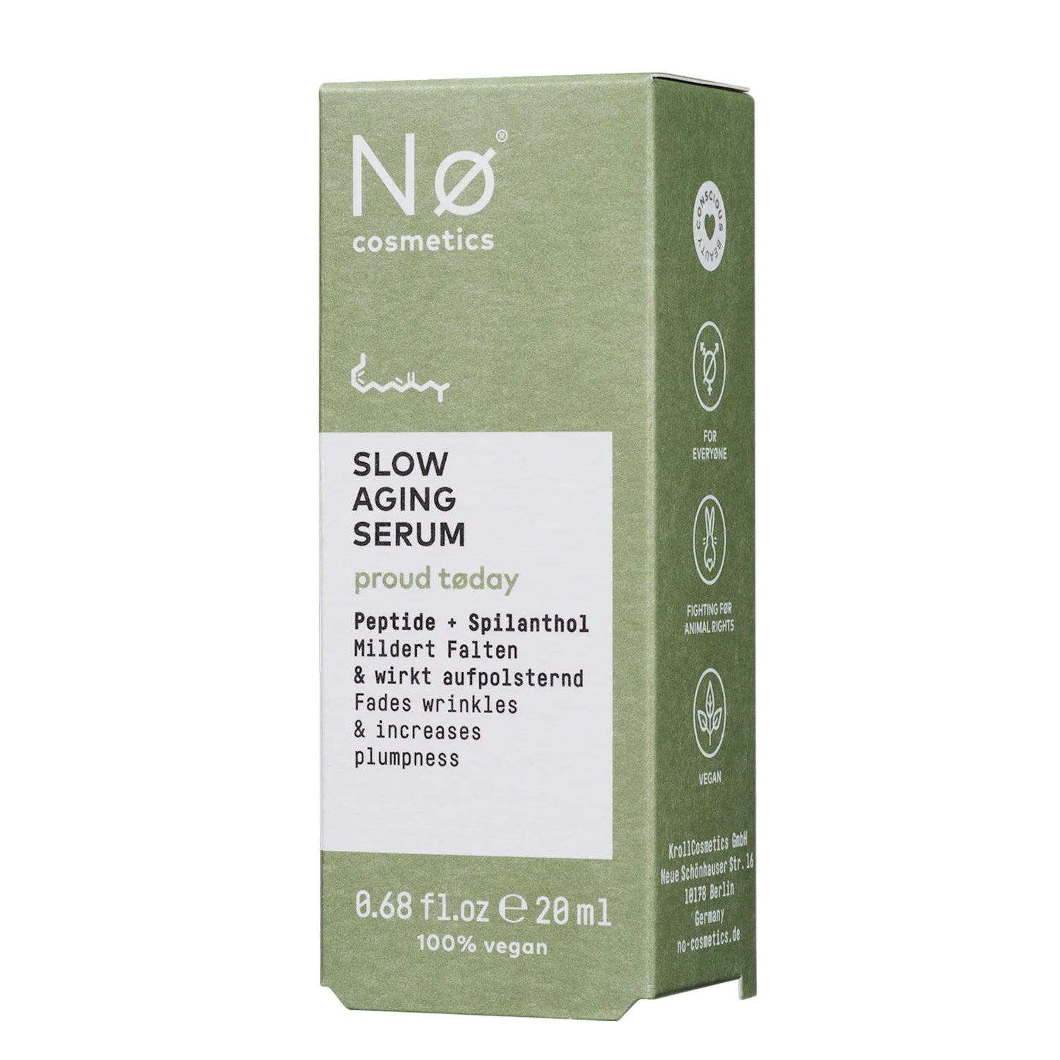 NØ Cosmetics Proud Today Slow Aging Serum – Peptide & Panthenol Care – 20 ml