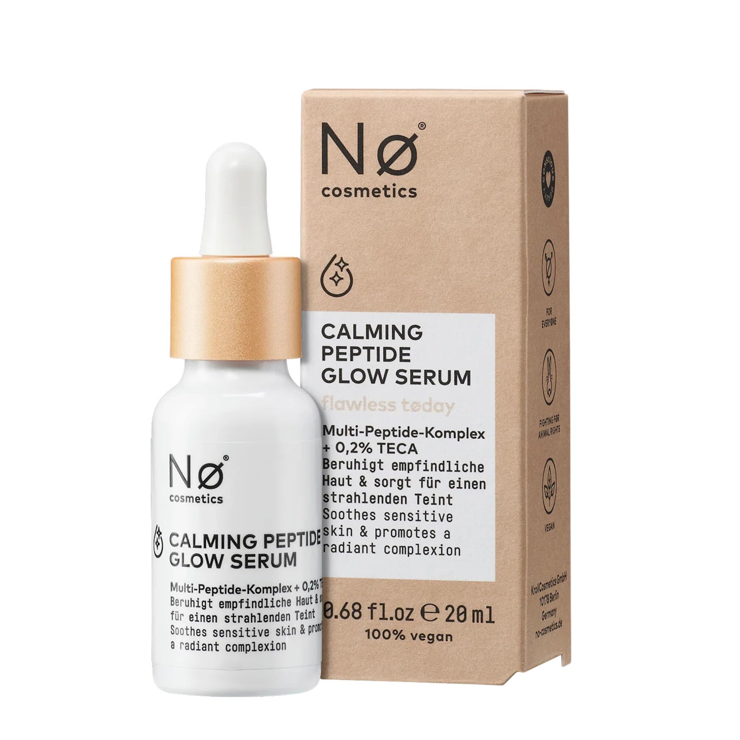 NØ Cosmetics Flawless Today Calming Peptide Glow Serum – Radiant Skin Care – 20 ml