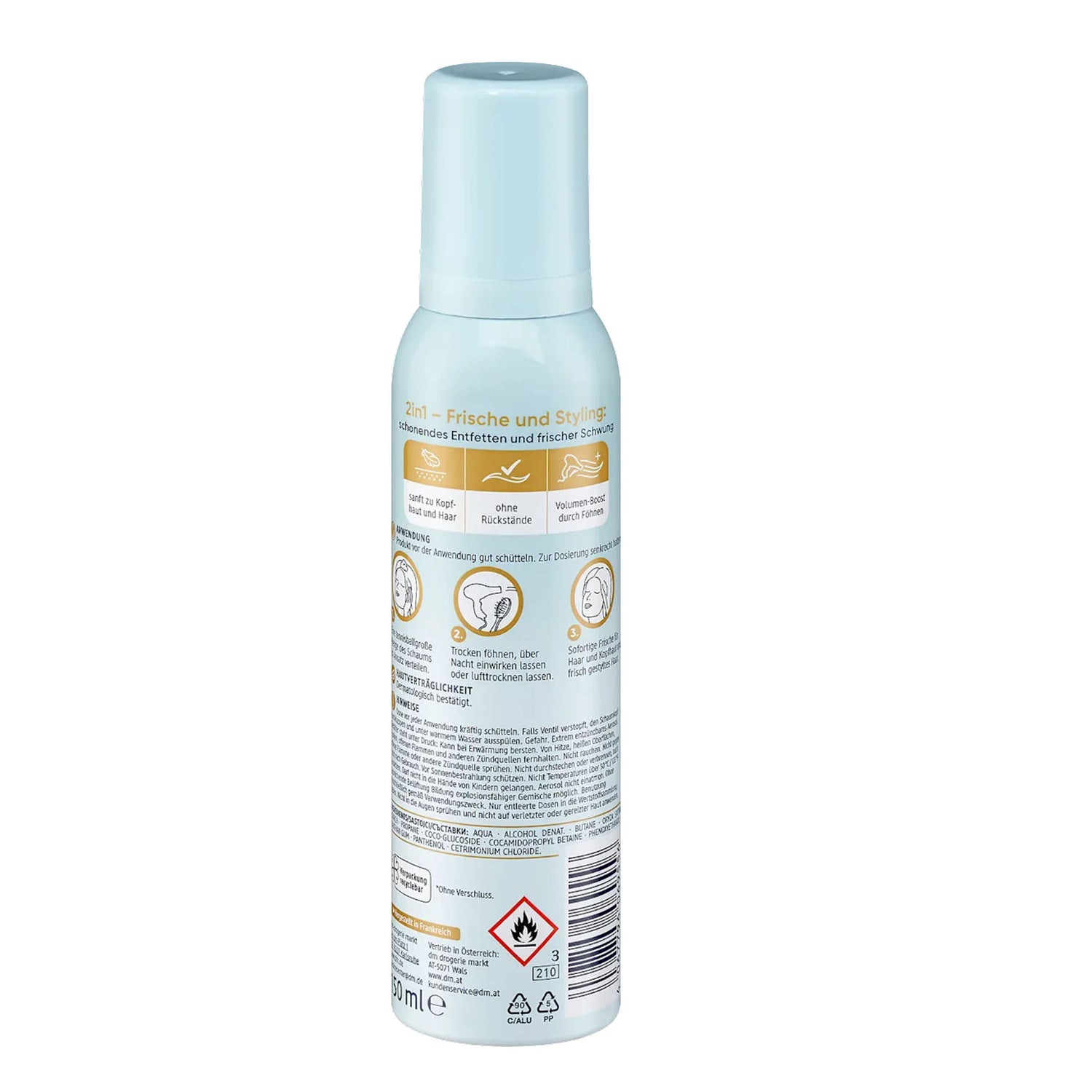 Balea Sensitive Scalp Dry Shampoo Foam – Freshness & Volume Care – 150 ml