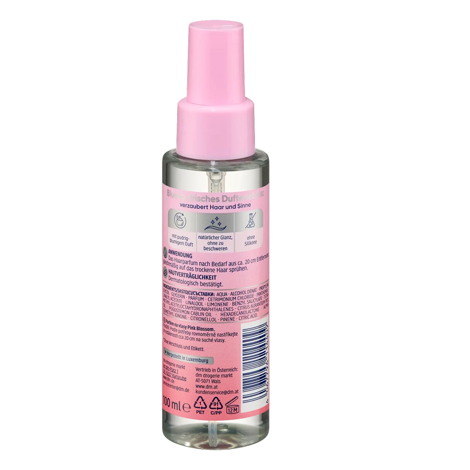 Balea Pink Blossom Hair Perfume – Floral Hair Fragrance & Shine – 100 ml