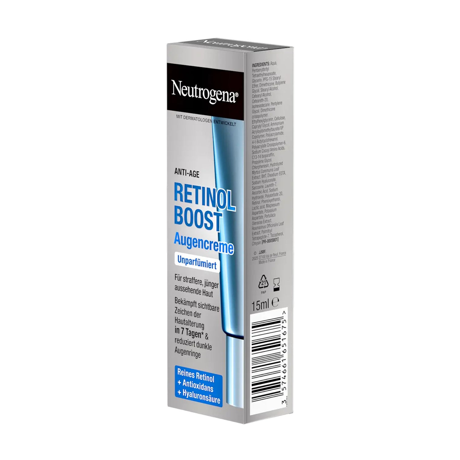 Neutrogena Retinol Boost Anti-Age Eye Cream – Retinol, Hyaluronic Acid & Myrtle Extract – 15 ml