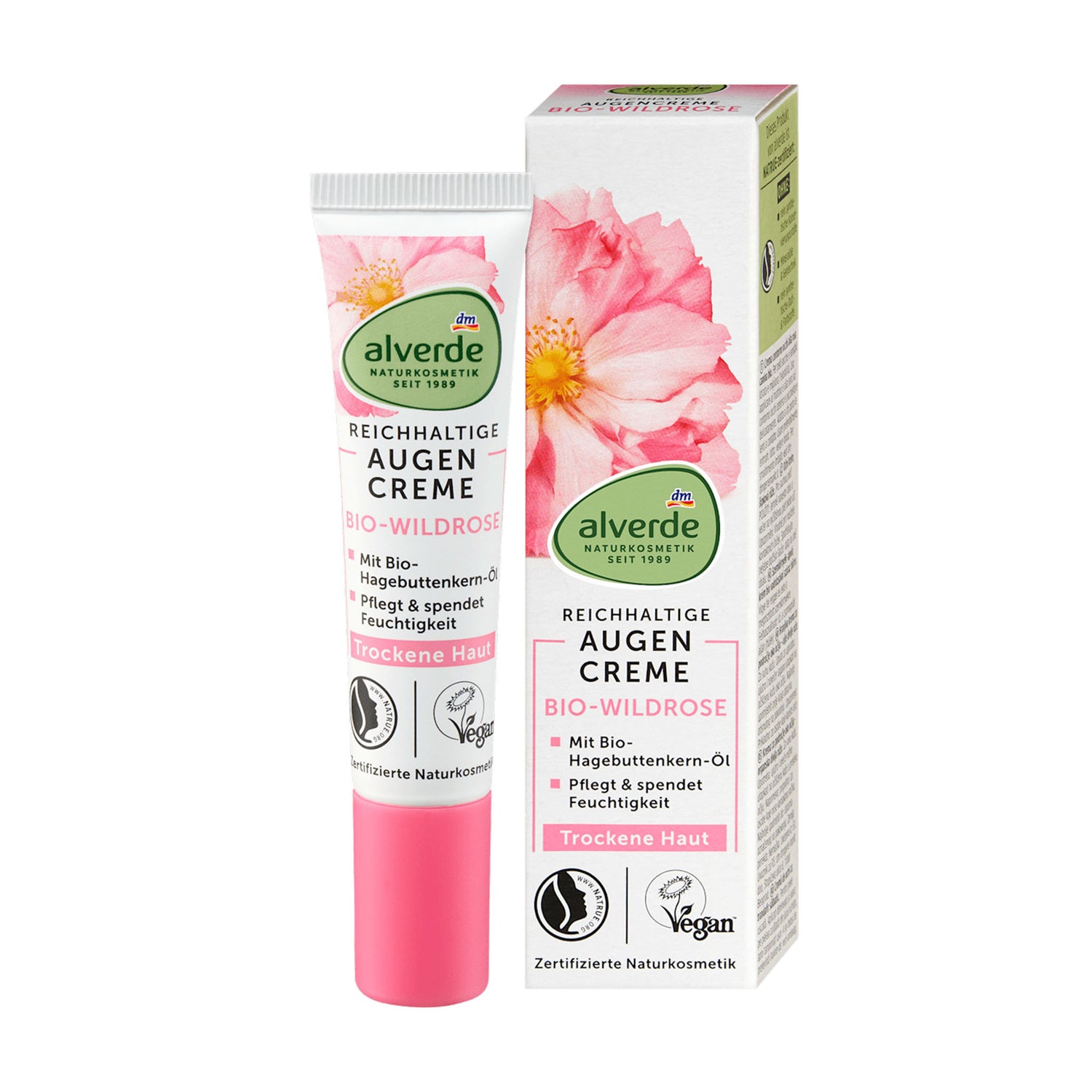 alverde NATURKOSMETIK Organic Wild Rose Eye Cream – Rosehip Seed Oil & Organic Soybean Oil – 15 ml