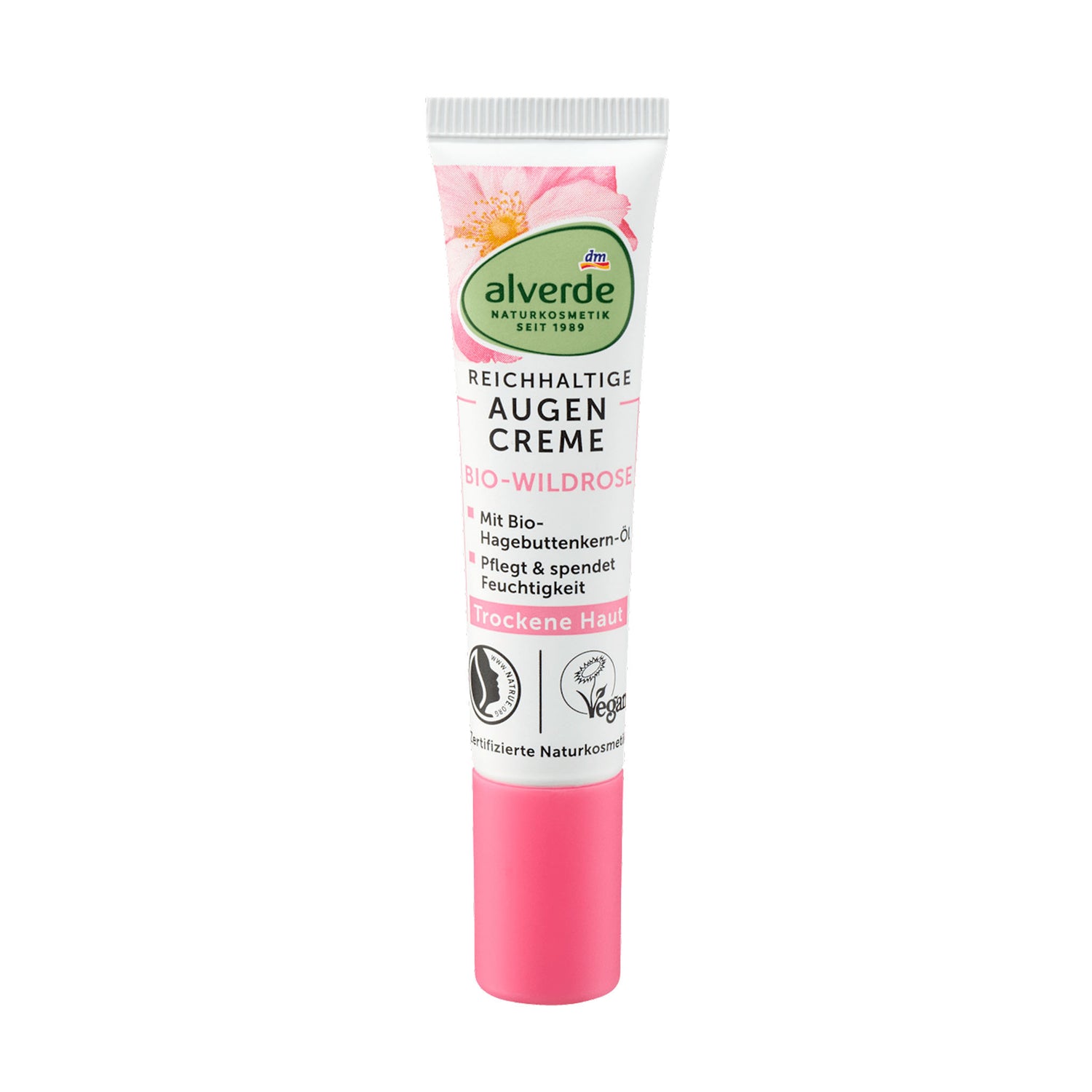 alverde NATURKOSMETIK Organic Wild Rose Eye Cream – Rosehip Seed Oil & Organic Soybean Oil – 15 ml