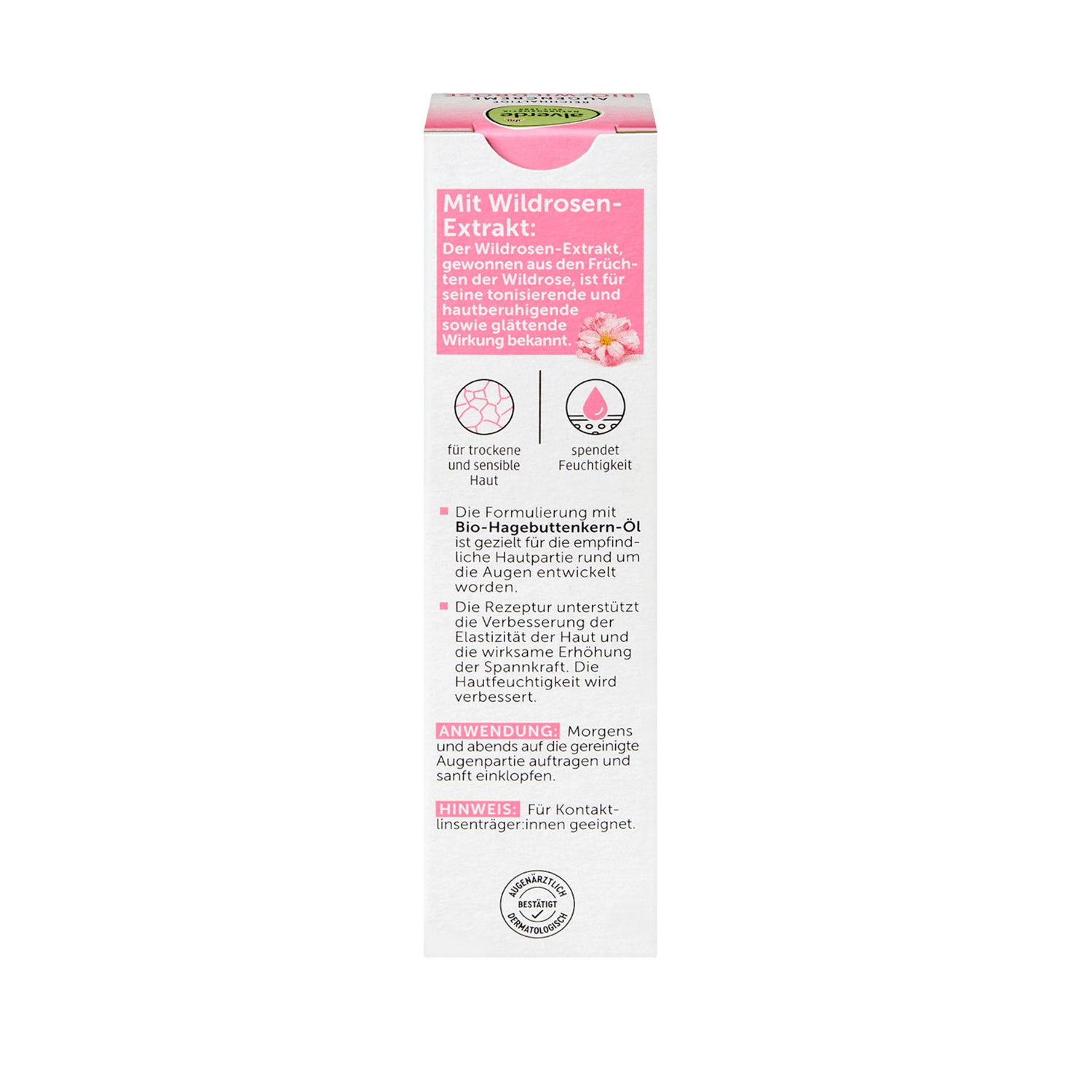 alverde NATURKOSMETIK Organic Wild Rose Eye Cream – Rosehip Seed Oil & Organic Soybean Oil – 15 ml