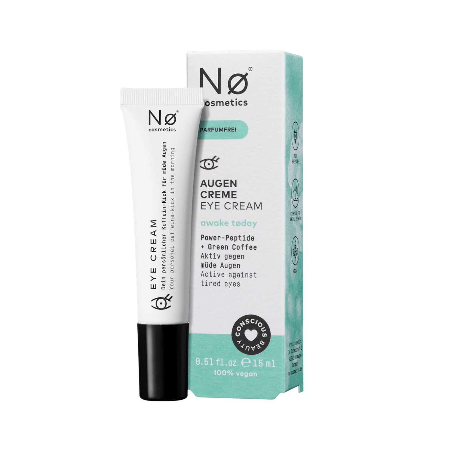 NØ Cosmetics Awake Today Eye Cream with Green Coffee & Peptides – 15 ml