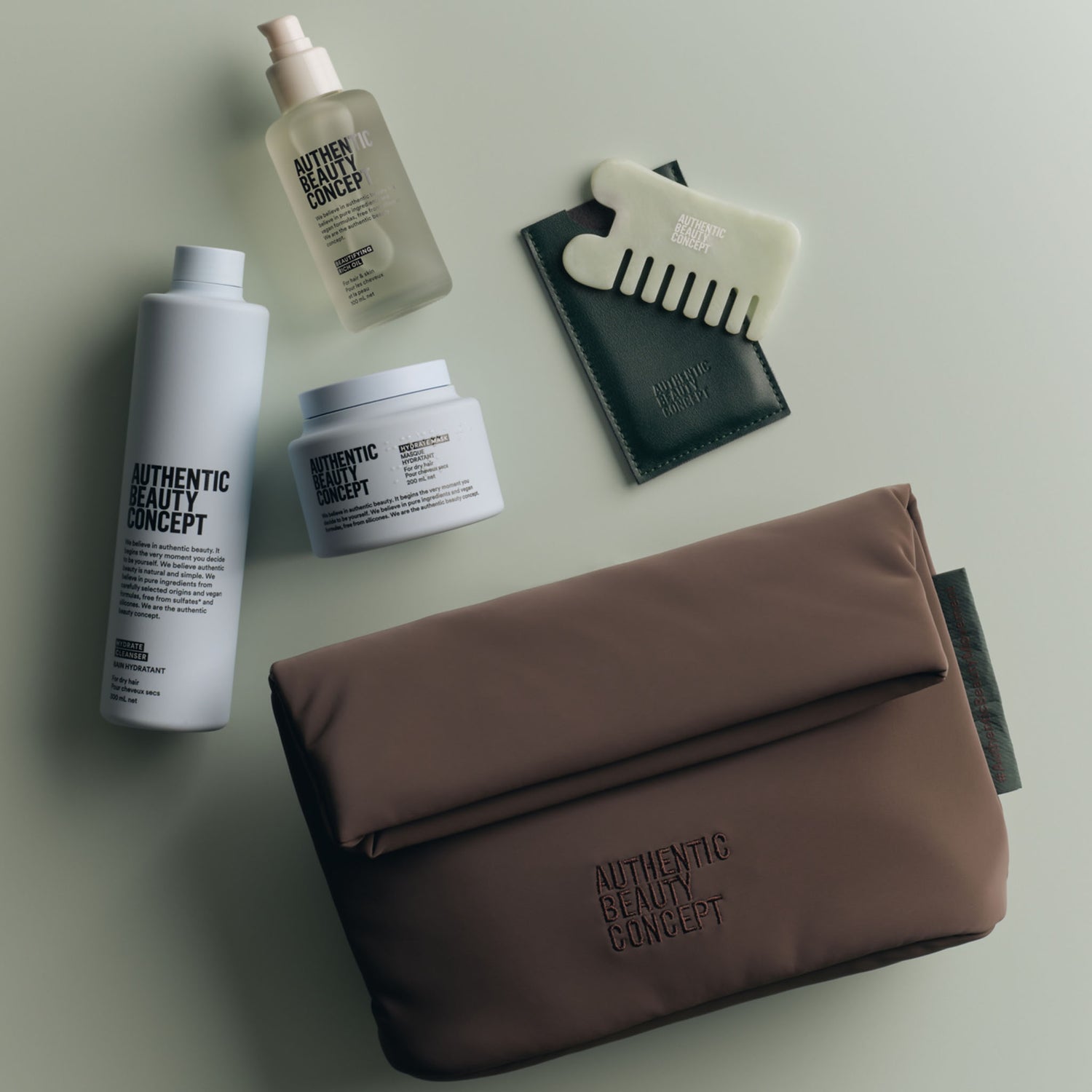 Authentic Beauty Concept Head Spa Gift Set – Hydrate Cleanser, Mask, Rich Oil & Jade Comb