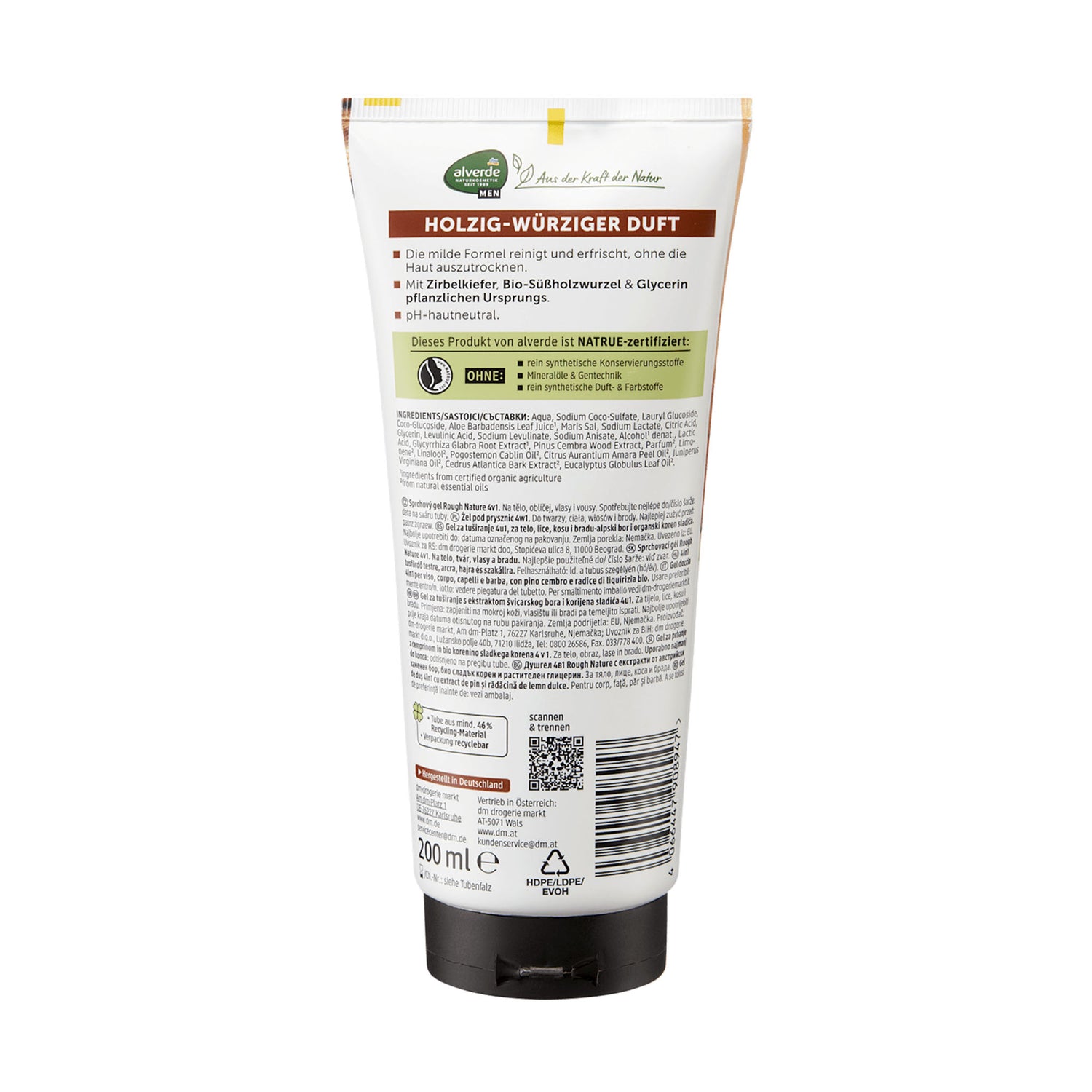 alverde MEN Rough Nature 4-in-1 Face, Body, Hair & Beard Wash 200ml