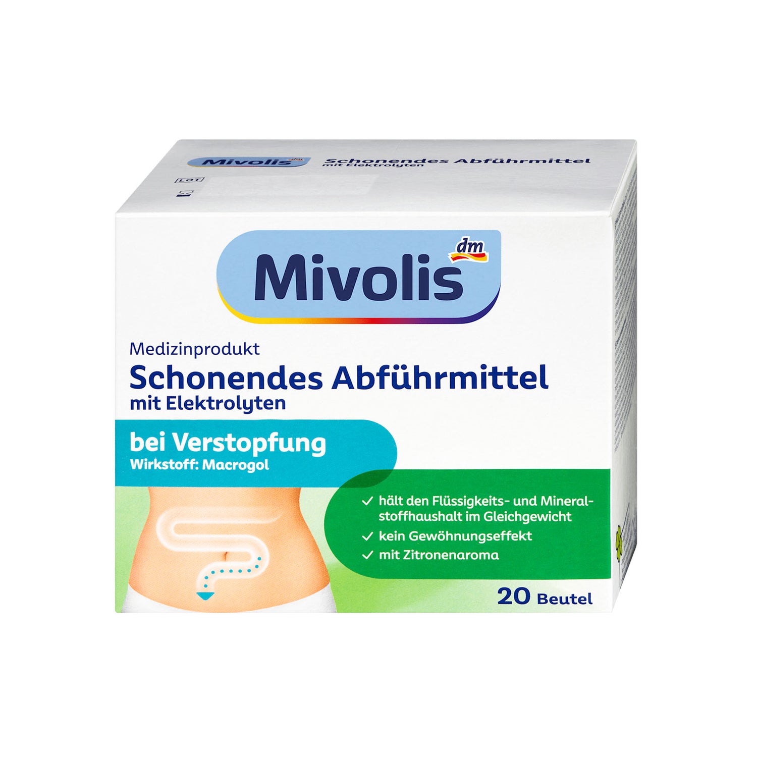Mivolis Gentle Macrogol Laxative Powder with Electrolytes – 20 Sachets