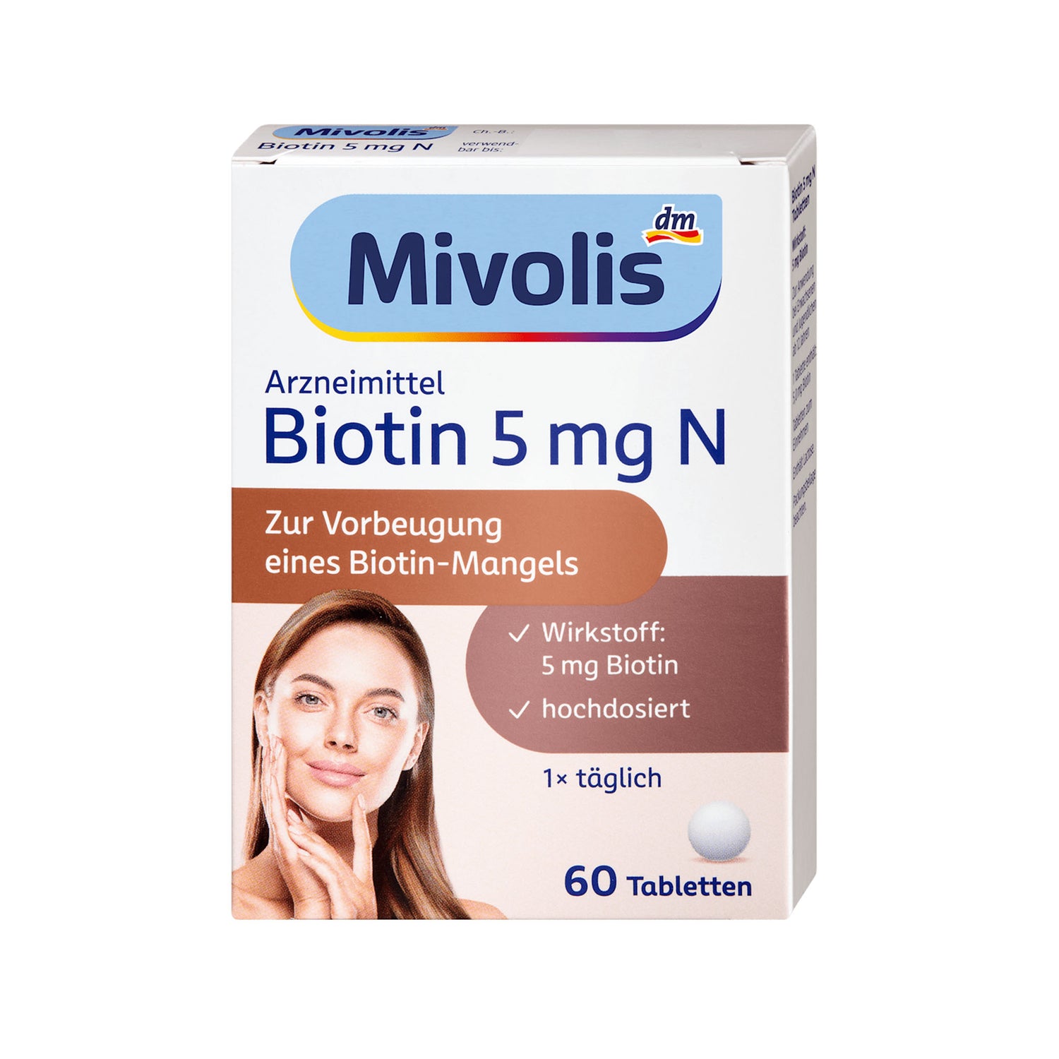 Mivolis Biotin 5 mg N Tablets for Biotin Deficiency Prevention – 60 Tablets