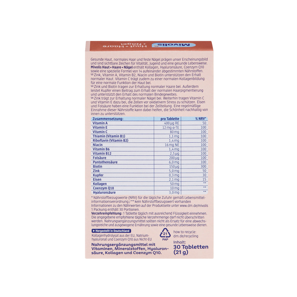 Mivolis Skin, Hair & Nails Beauty Formula – 30 Tablets