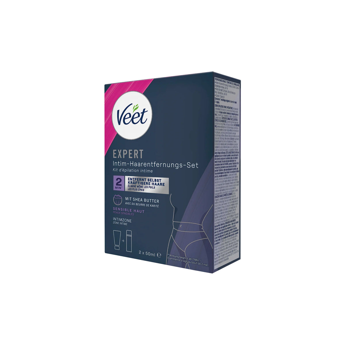 Veet Expert Intimate Hair Removal Cream & Multi-Benefit Foam Set, 2 × 50 ml