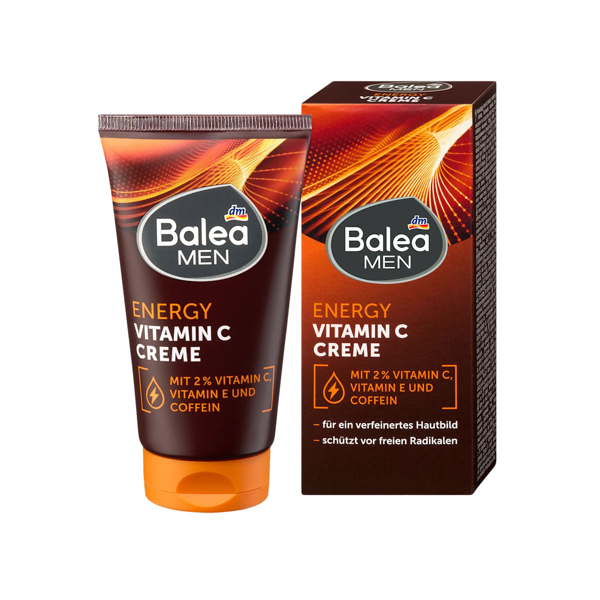 Balea MEN Energy Vitamin C Face Cream with Vitamin E & Caffeine, 75 ml