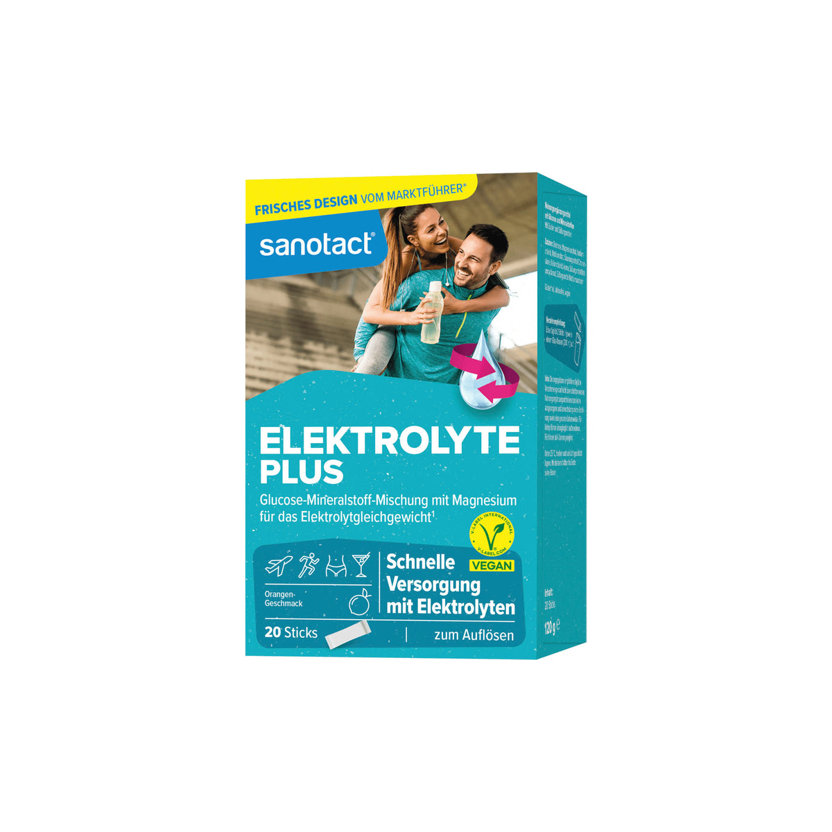 sanotact Electrolyte Plus Orange Sticks with Magnesium, 20 Sticks, 120 g