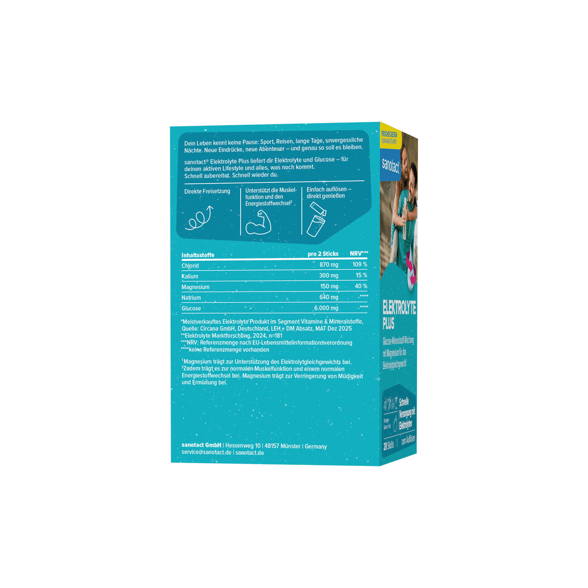 sanotact Electrolyte Plus Orange Sticks with Magnesium, 20 Sticks, 120 g