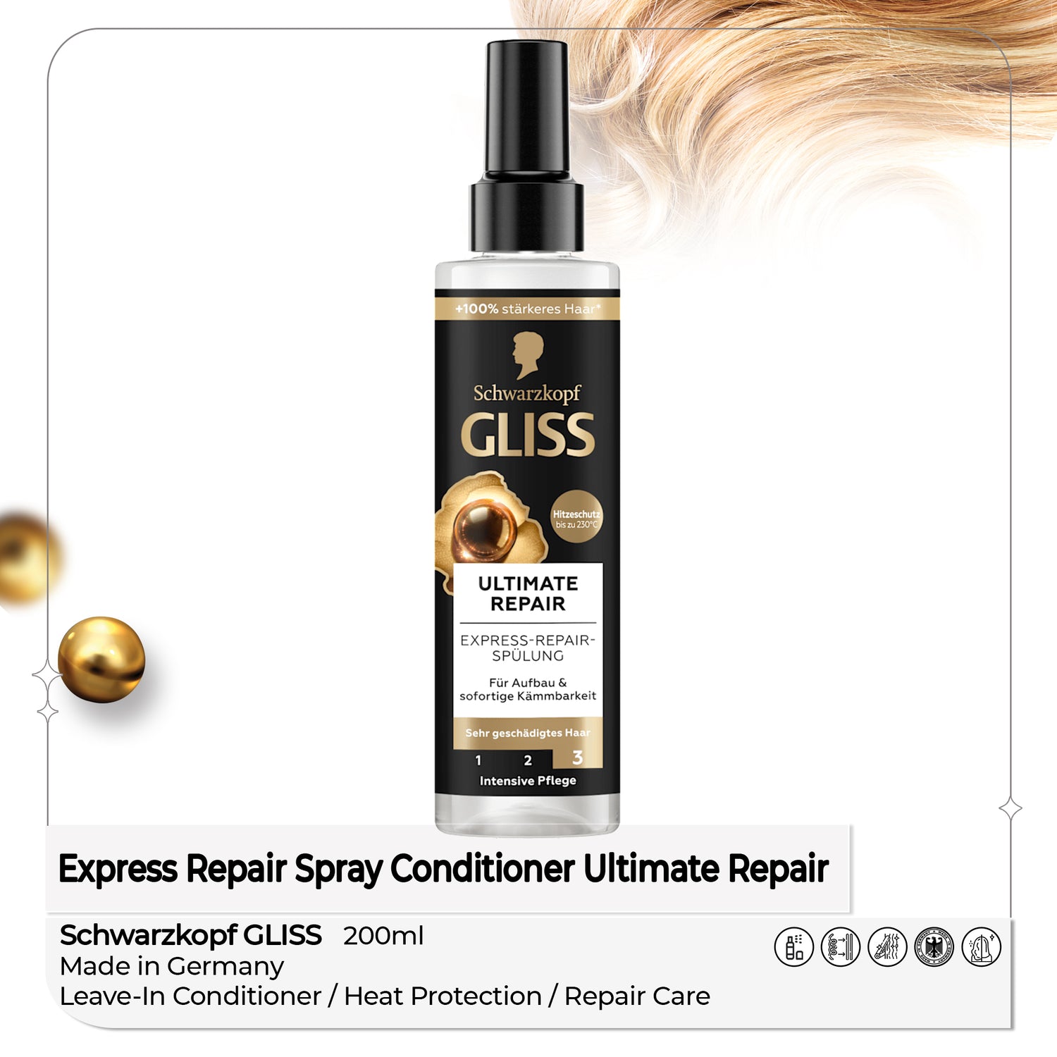 Express Repair Spray Conditioner Ultimate Repair – Schwarzkopf GLISS, 200 ml