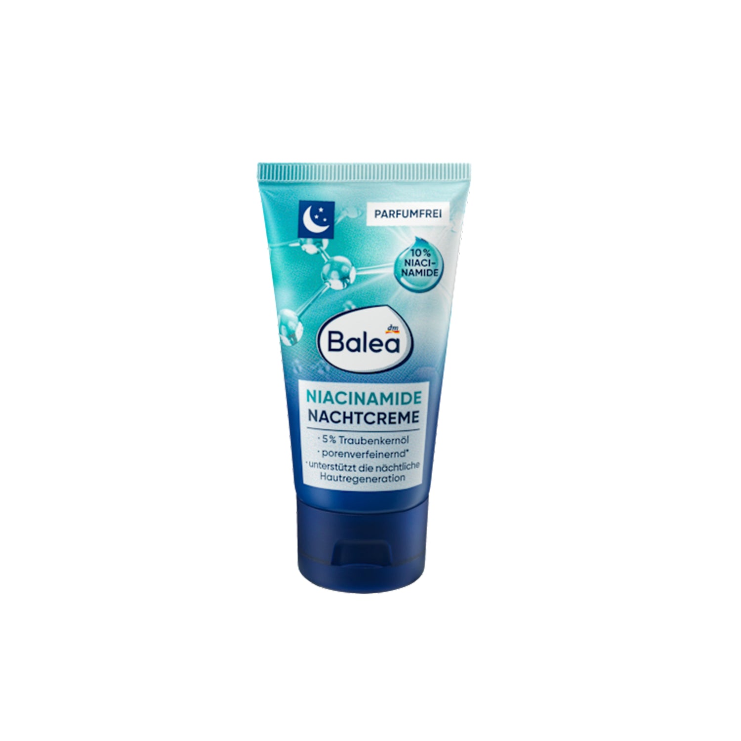 Balea 10% Niacinamide Refining Night Cream – 5% Grape Seed Oil, Vegan & Fragrance-Free – 50 ml