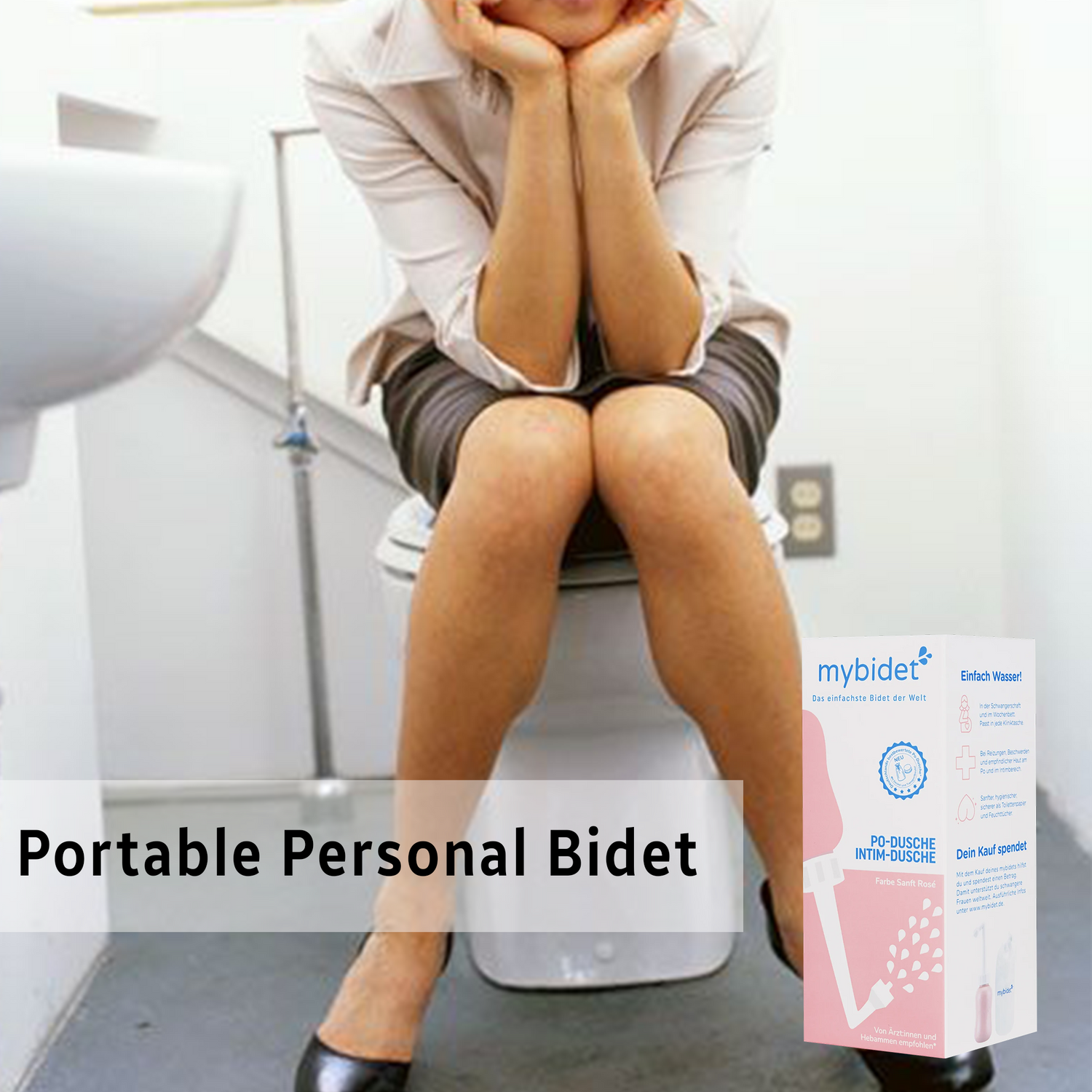 Portable Bidet Bottle Rosé – mybidet – Intimate & Postpartum Hygiene with Travel Bag (1 pc)
