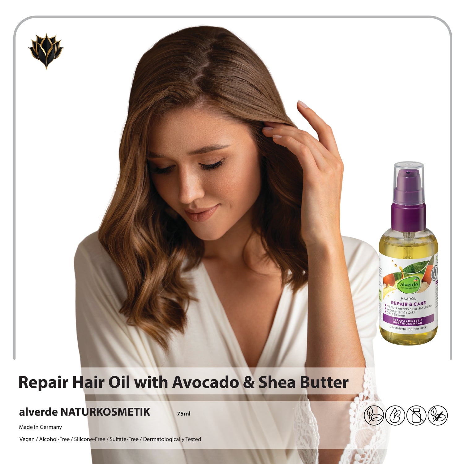 Repair Hair Oil with Avocado & Shea Butter – alverde NATURKOSMETIK, 75 ml