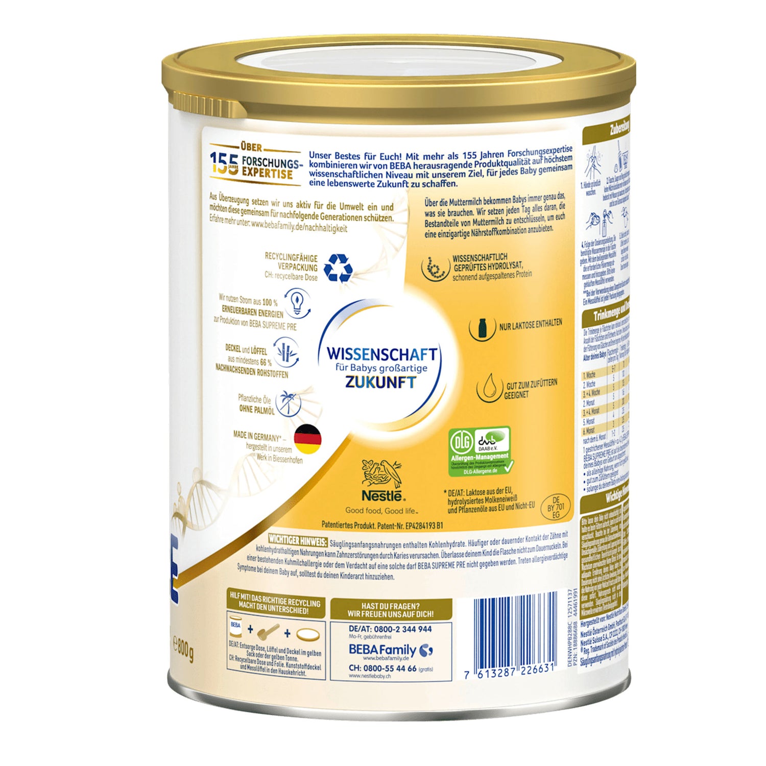 Nestlé BEBA Supreme PRE Infant Formula – Triple Pack From Birth – 3 × 800 g
