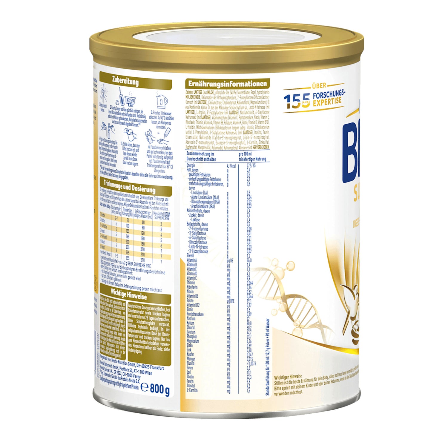Nestlé BEBA Supreme PRE Infant Formula – From Birth – 800 g